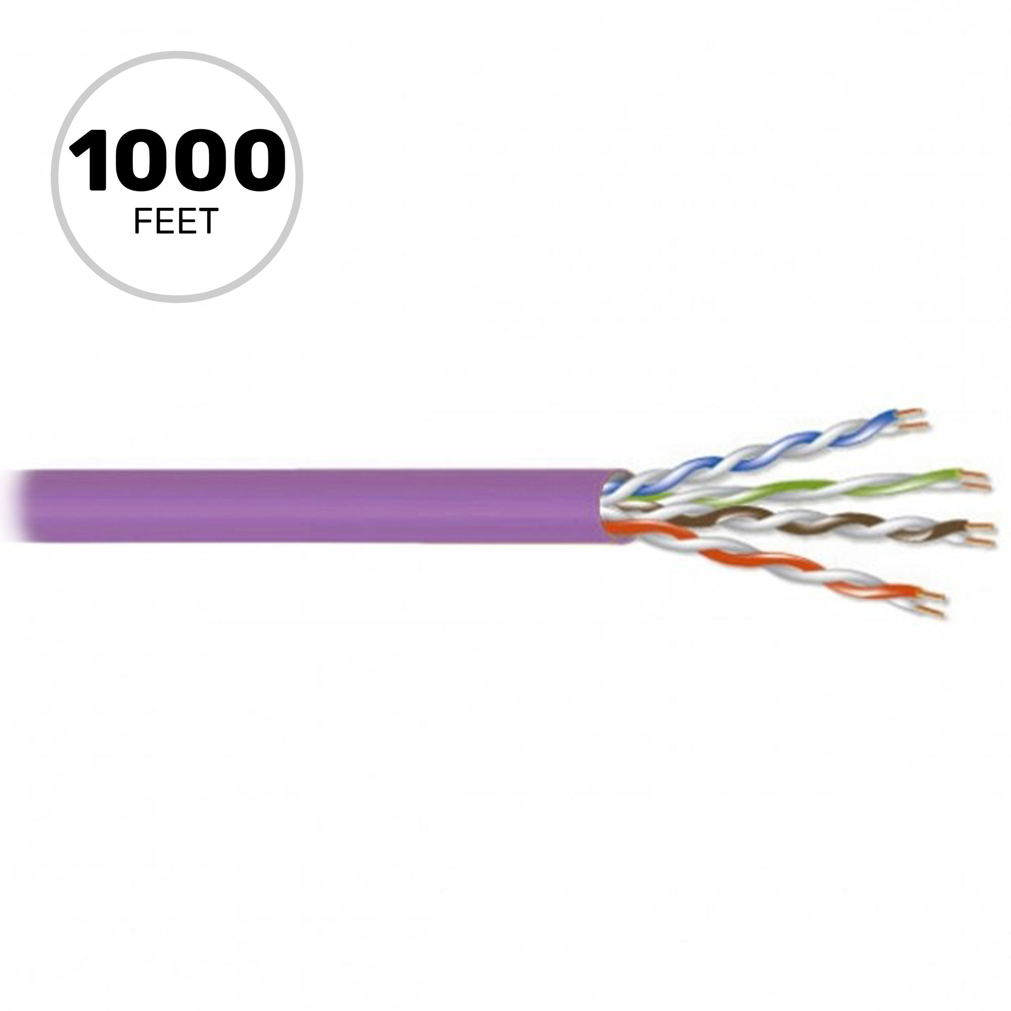 West Penn 254245EZ Plenum 24AWG 4-Pair Unshielded Cat 5e UTP Ethernet Cable (Purple, 1000' Roll)