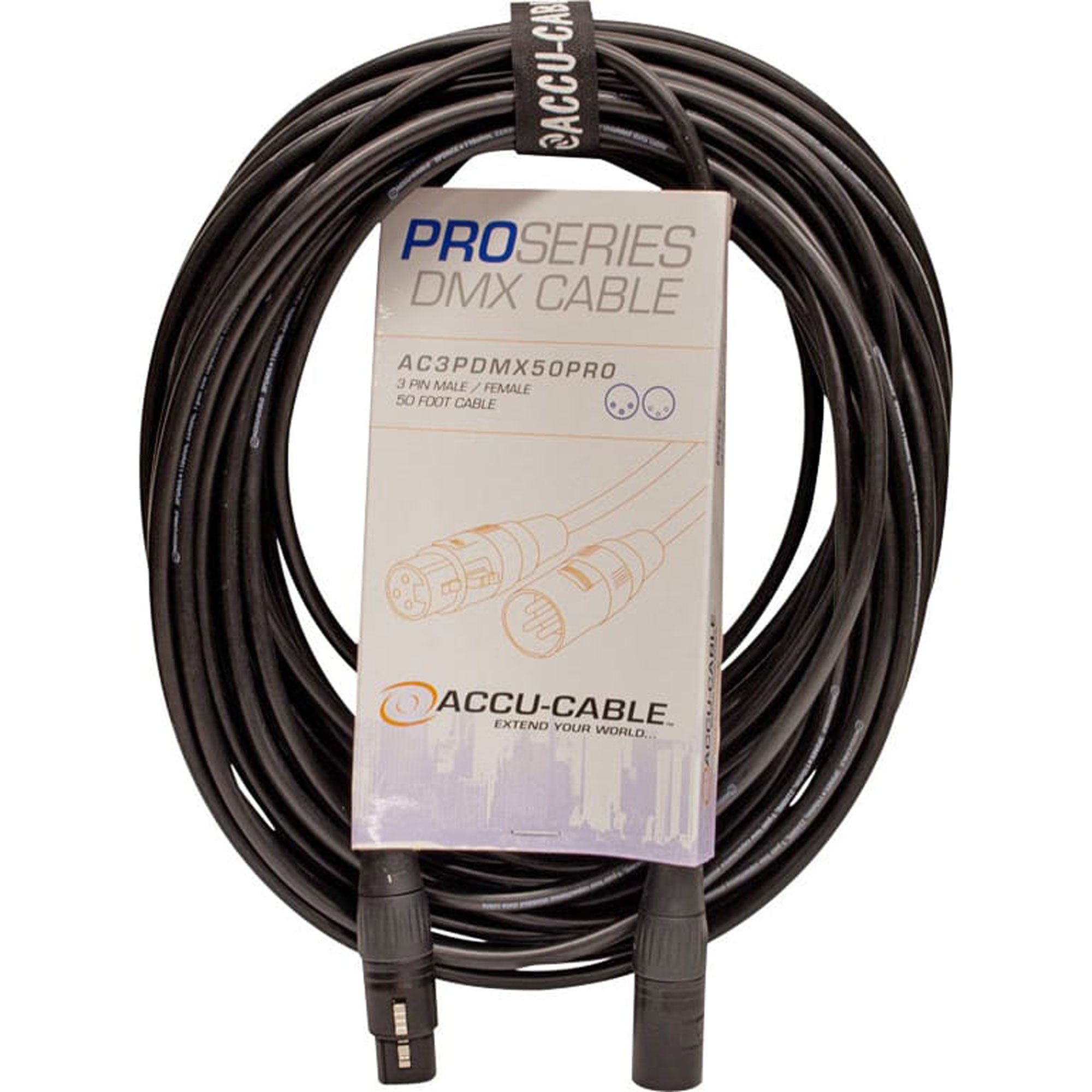 American DJ Accu-Cable AC3PDMX50PRO 3-Pin Pro Series DMX Cable (50')