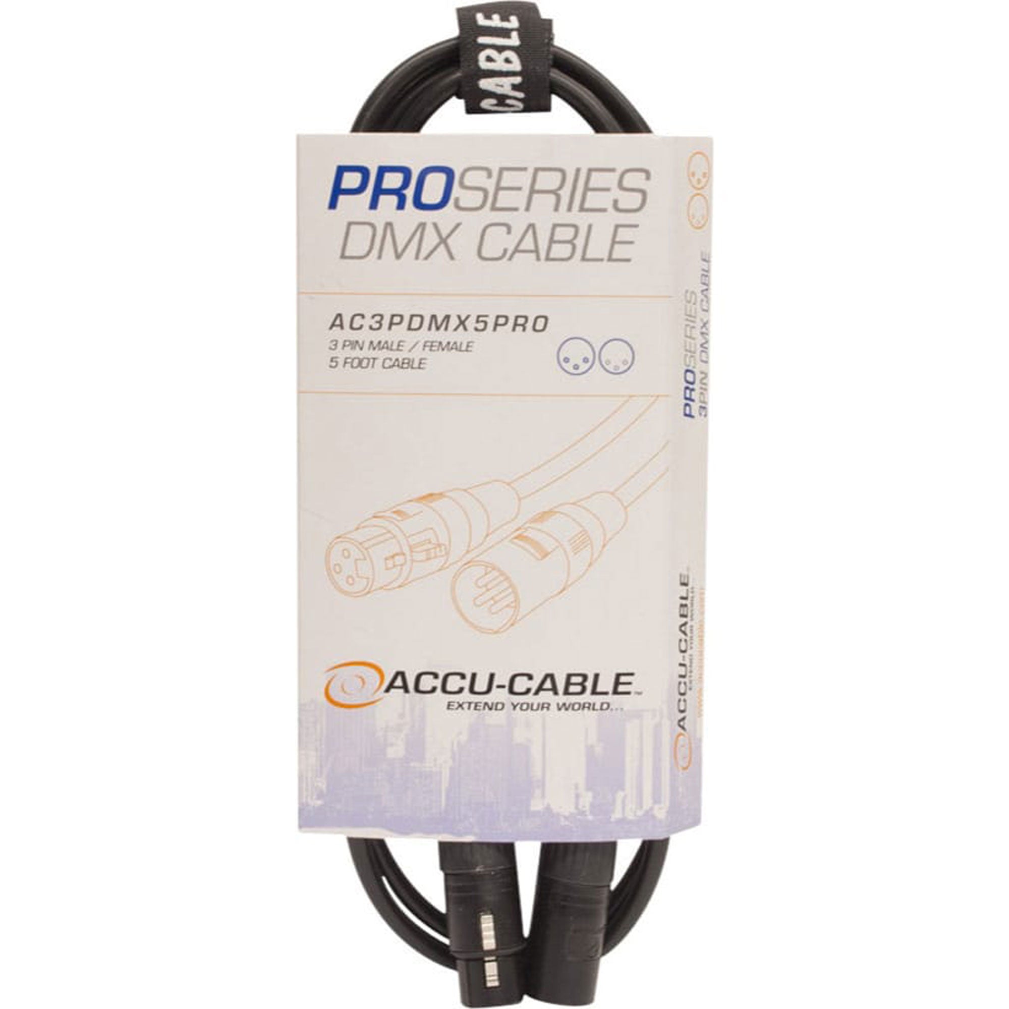 American DJ Accu-Cable AC3PDMX5PRO 3-Pin Pro Series DMX Cable (5')