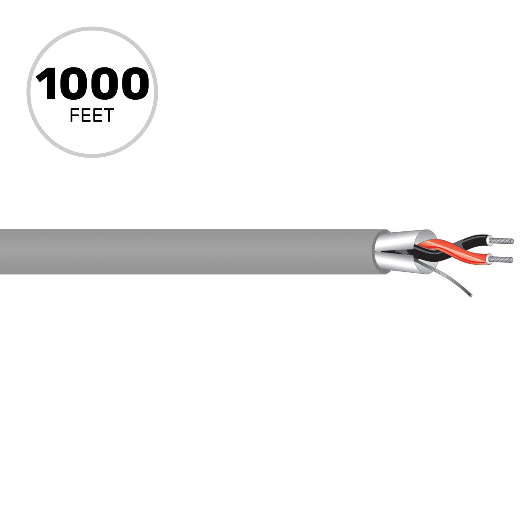 West Penn 454 Miniature 22 AWG 2 Conductor Line Level Audio Cable (Grey, 1000' Roll)