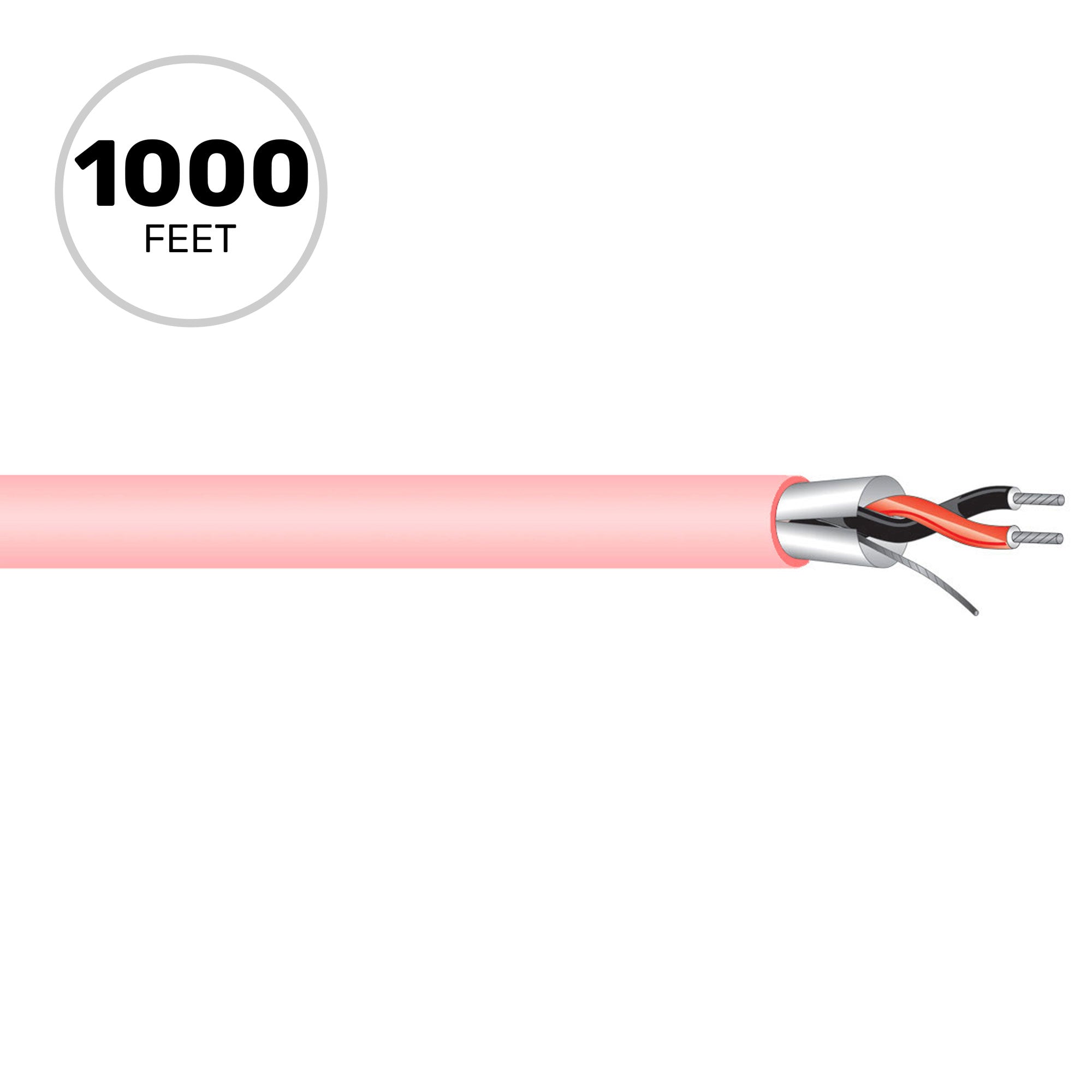 West Penn 454 Miniature 22 AWG 2 Conductor Line Level Audio Cable (Pink, 1000' Roll)