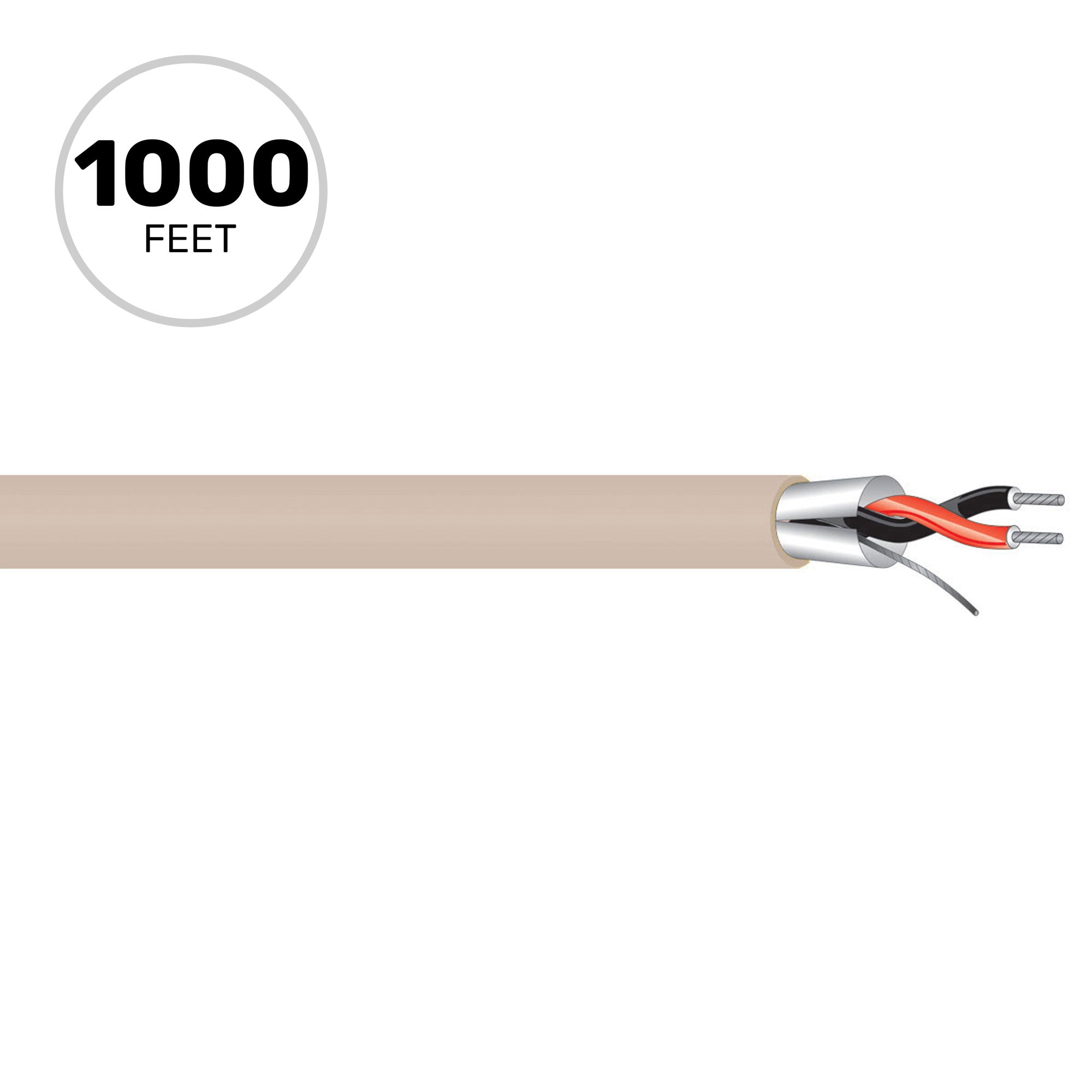 West Penn 454 Miniature 22 AWG 2 Conductor Line Level Audio Cable (Tan, 1000' Roll)