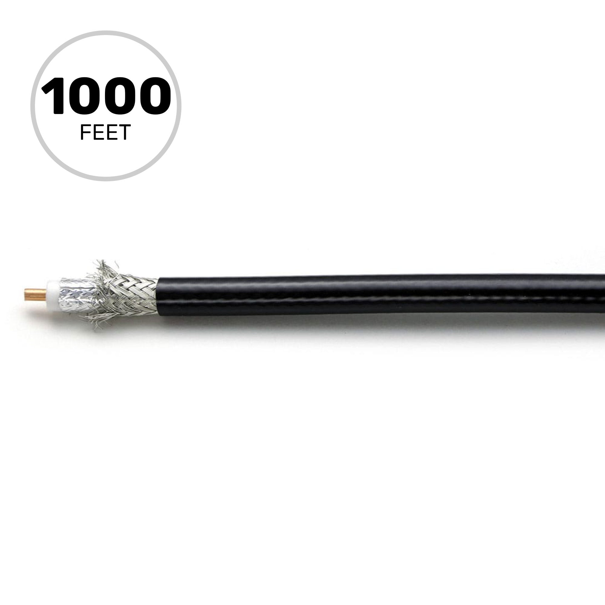 West Penn 807X Flexible RG8X/U 16 AWG 50 Ohm Coaxial Cable (Black, 1000' Roll)