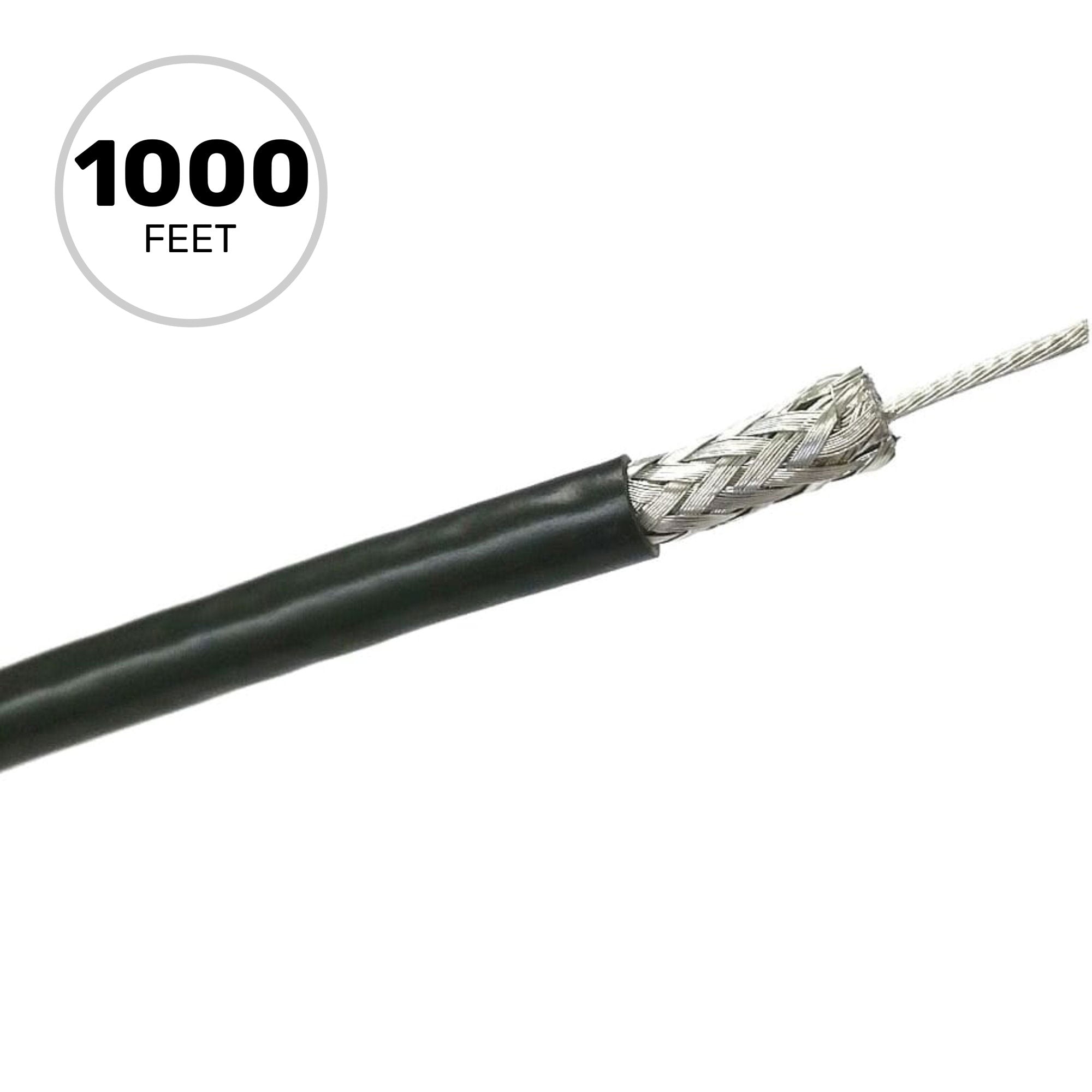 West Penn 841 RG6/U 75 Ohm 18 AWG Solid Dual Shield Coaxial Cable (Black, 1000' Roll)