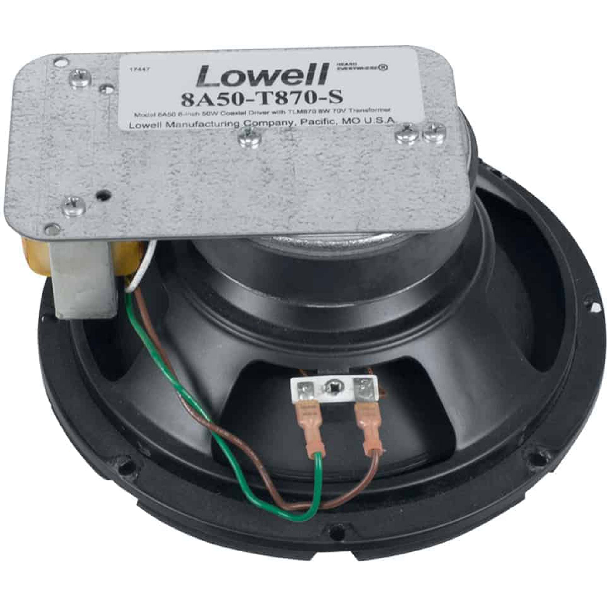 Lowell 8A50-T870-S Premium 8" 50W Coaxial Driver (70V, 8W Transformer, Shallow)