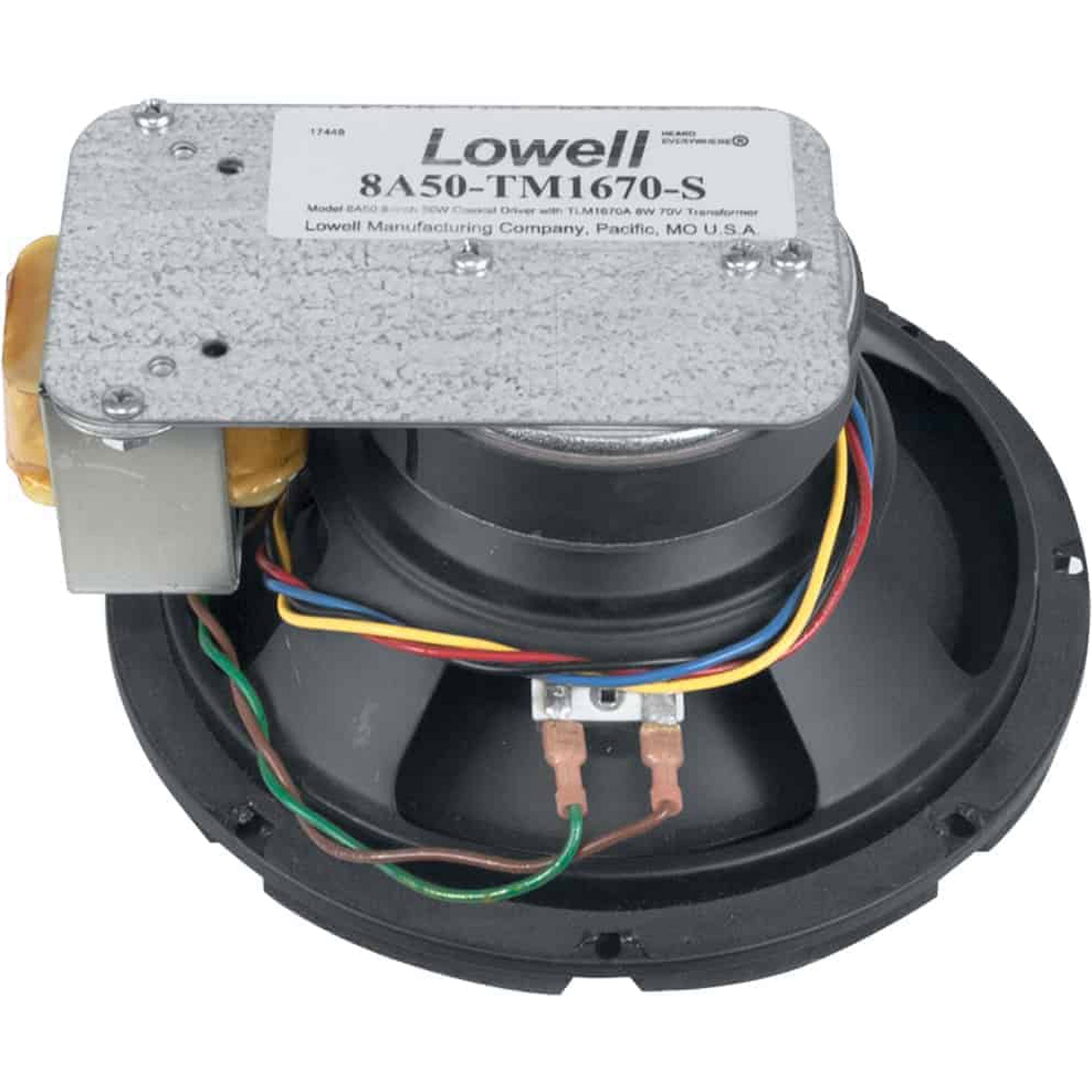 Lowell 8A50-TM1670-S Premium 8" 50W Coaxial Driver (70V, 16W Transformer, Shallow)