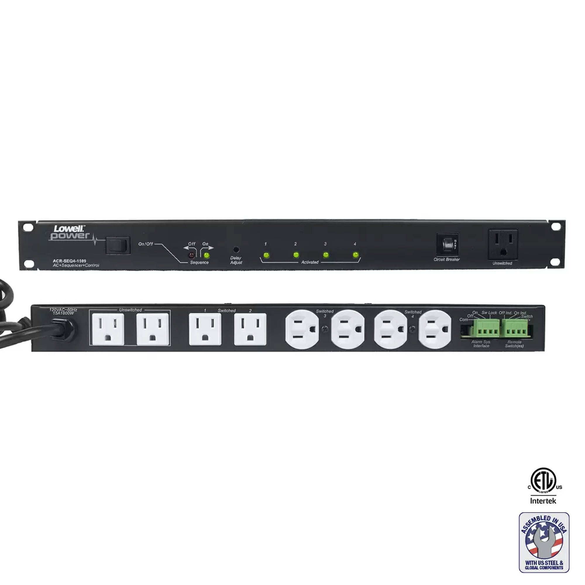 Lowell ACR-SEQ4-1509 15A Rackmount Power Sequencer with 9 Outlets