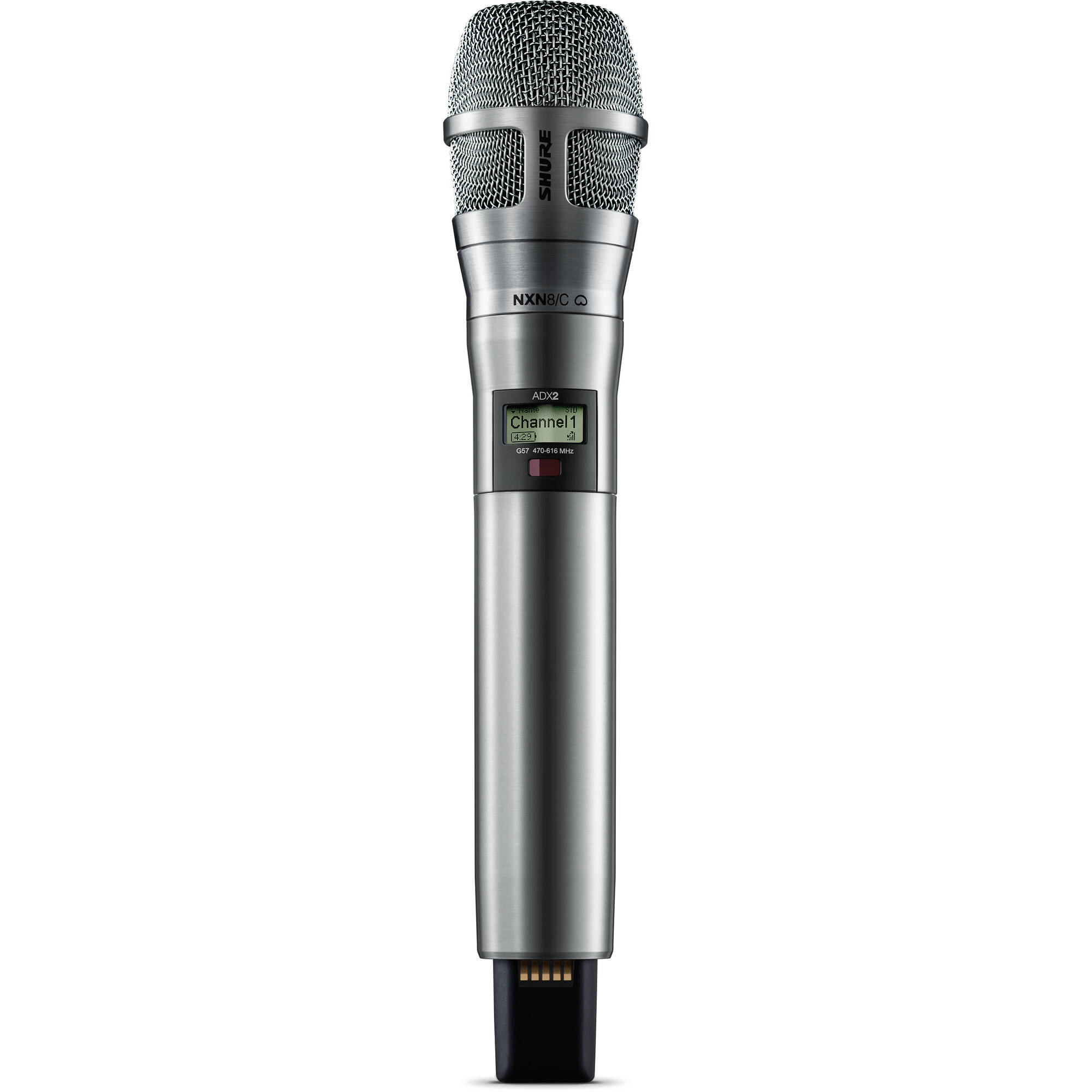 Shure ADX2/N8CN Axient Digital Handheld Wireless Transmitter (G57: 470-616 MHz, Nickel)