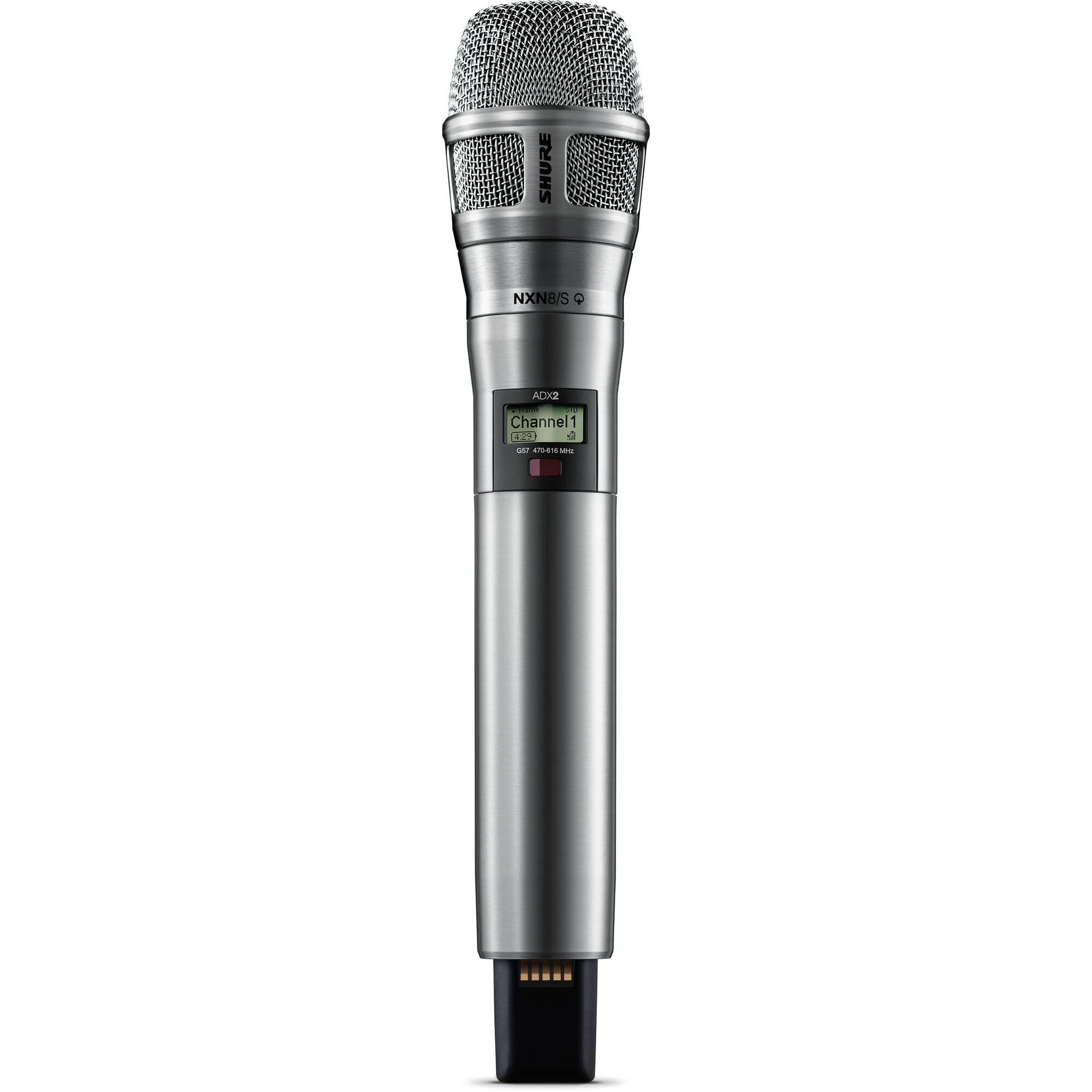 Shure ADX2/N8SN Axient Digital Handheld Wireless Transmitter (G57: 470-616 MHz, Nickel)