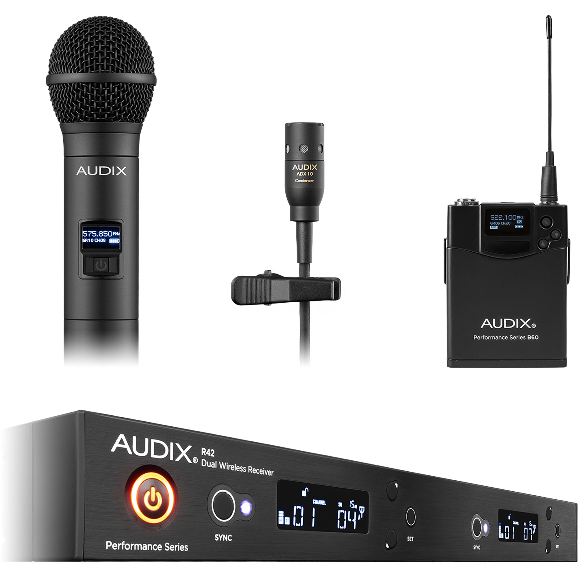 Audix AP42 C210 Dual-Channel Handheld & Lavalier Combo Wireless Microphone System (522-554 MHz)