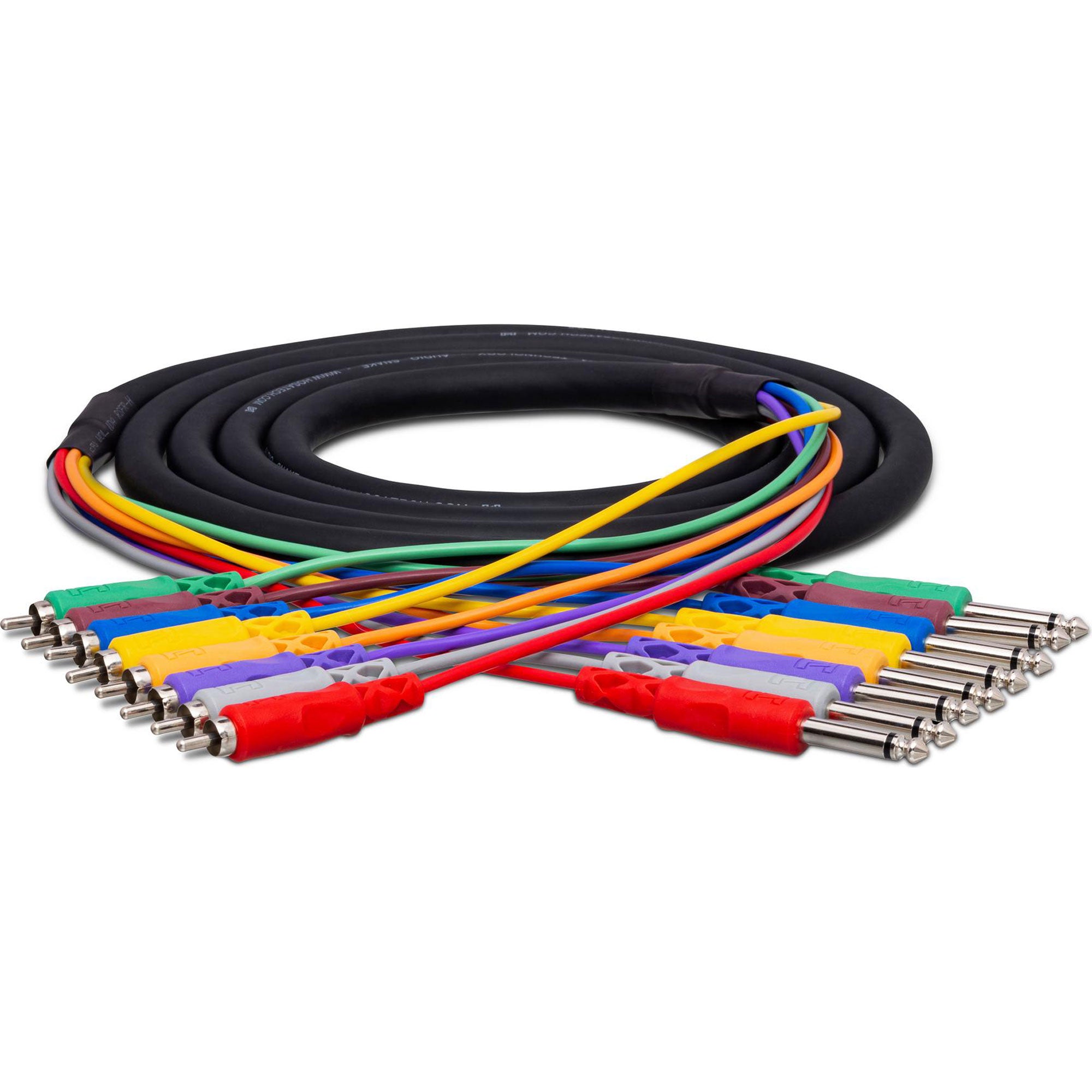 Hosa CPR-803 8-Channel 1/4" TS to RCA Unbalanced Audio Snake Cable (10')