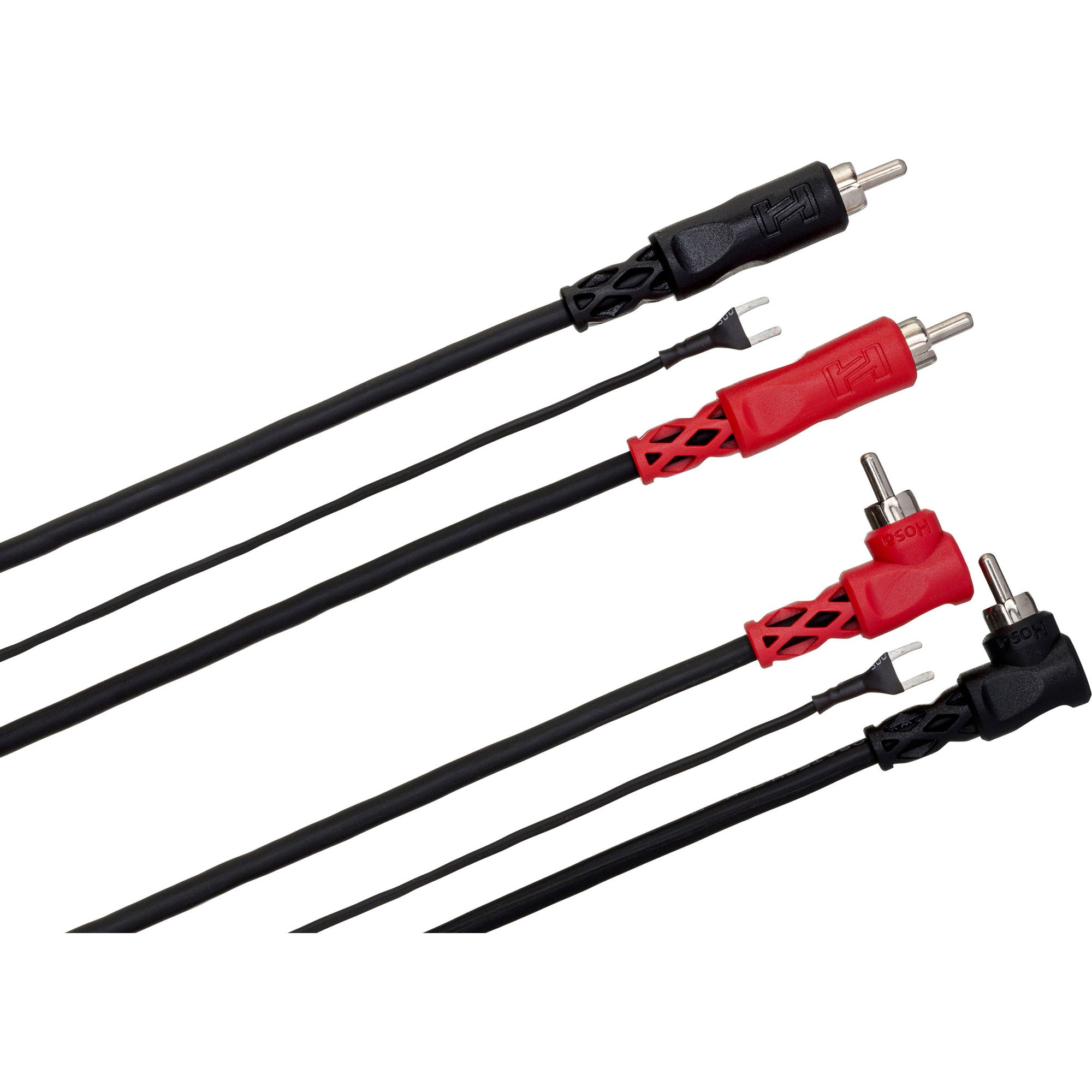 Hosa CRA-203DJ Dual RCA to Dual Right-angle RCA Stereo Interconnect Cable with Ground Wire (10')