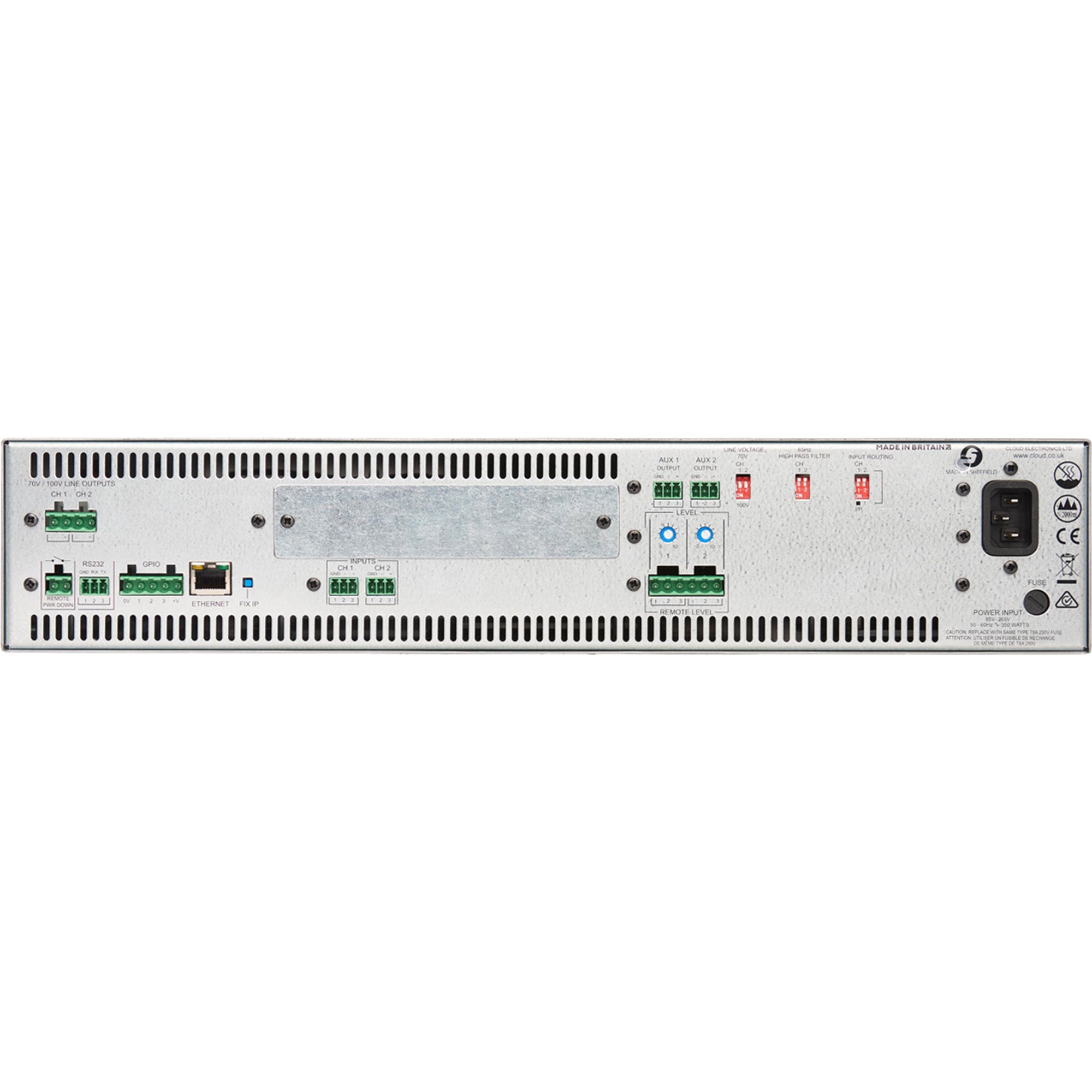 Cloud CV2500 2 Channel 500w Per Output Channel 70/100v Digital DSP Amplifier