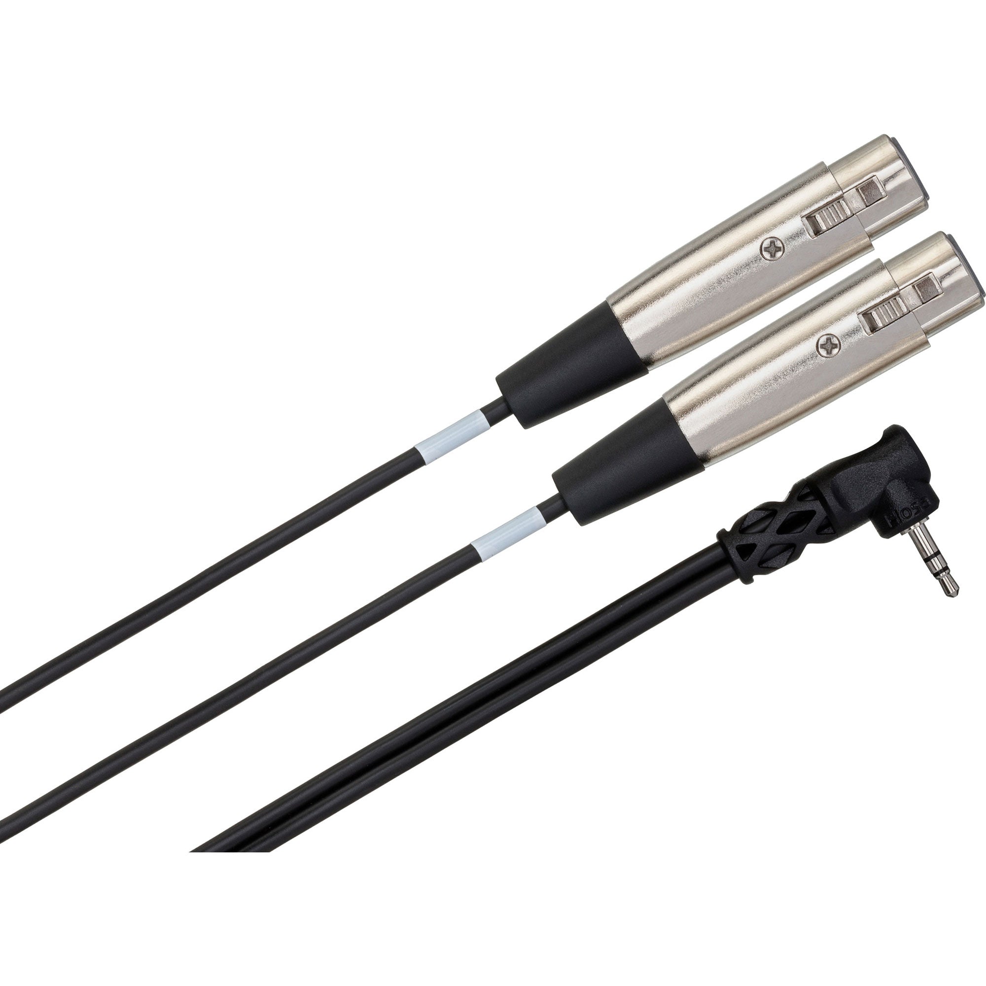 Hosa CYX-401F Dual XLR3F to Right-Angle 3.5mm TRS Camcorder Microphone Cable (1')