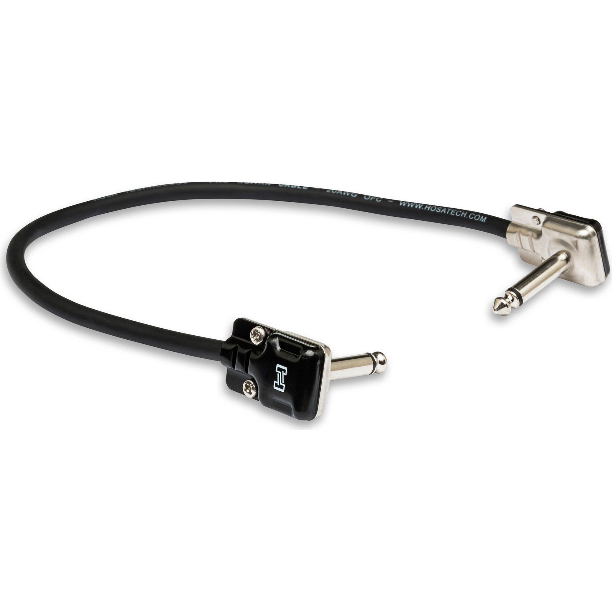 Hosa HGFP-001 Pro Guitar Patch Cable REAN Low-Profile Right-Angle 1/4" TS (1')