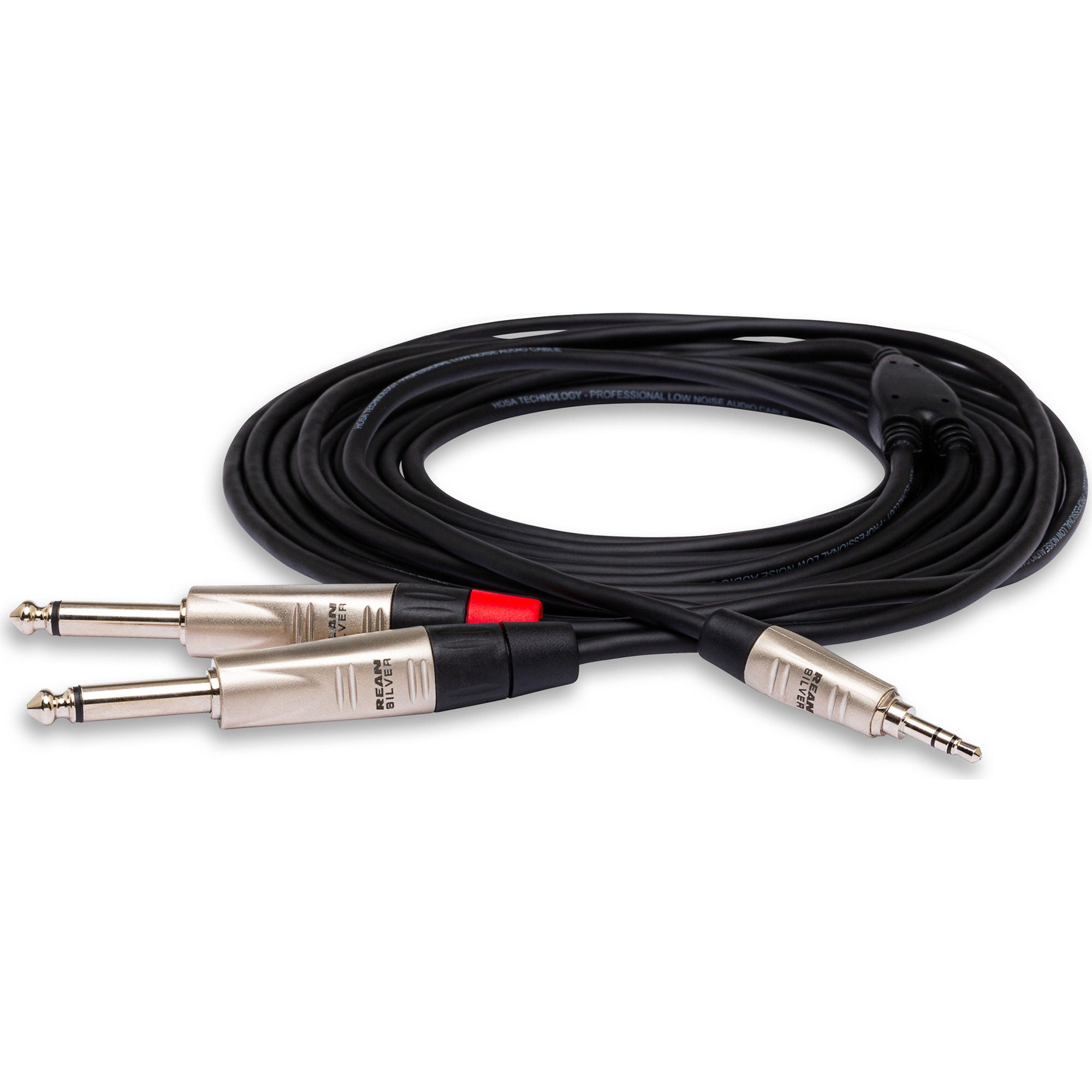 Hosa HMP-003Y REAN 3.5mm TRS to Dual 1/4" TS Pro Stereo Breakout Cable (3')