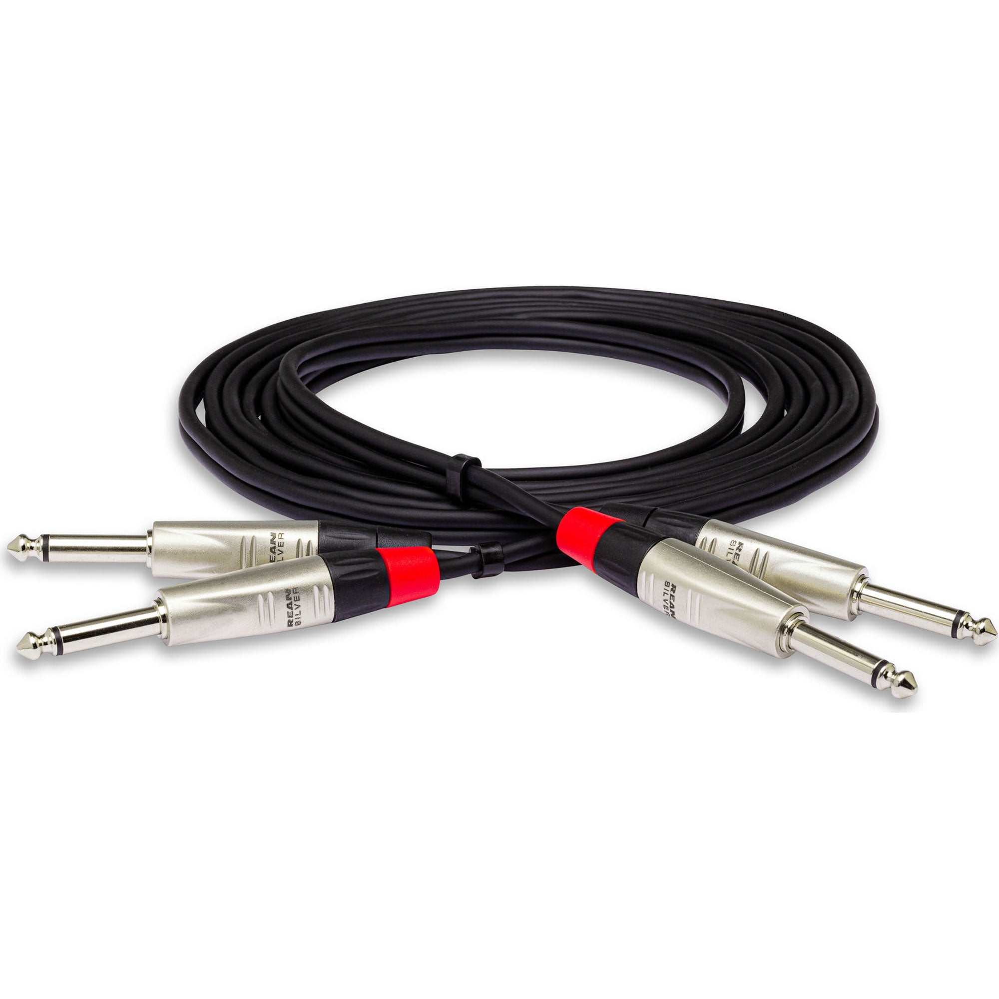 Hosa HPP-015X2 REAN Dual 1/4" TS to Dual 1/4" TS Pro Stereo Interconnect Cable (15')