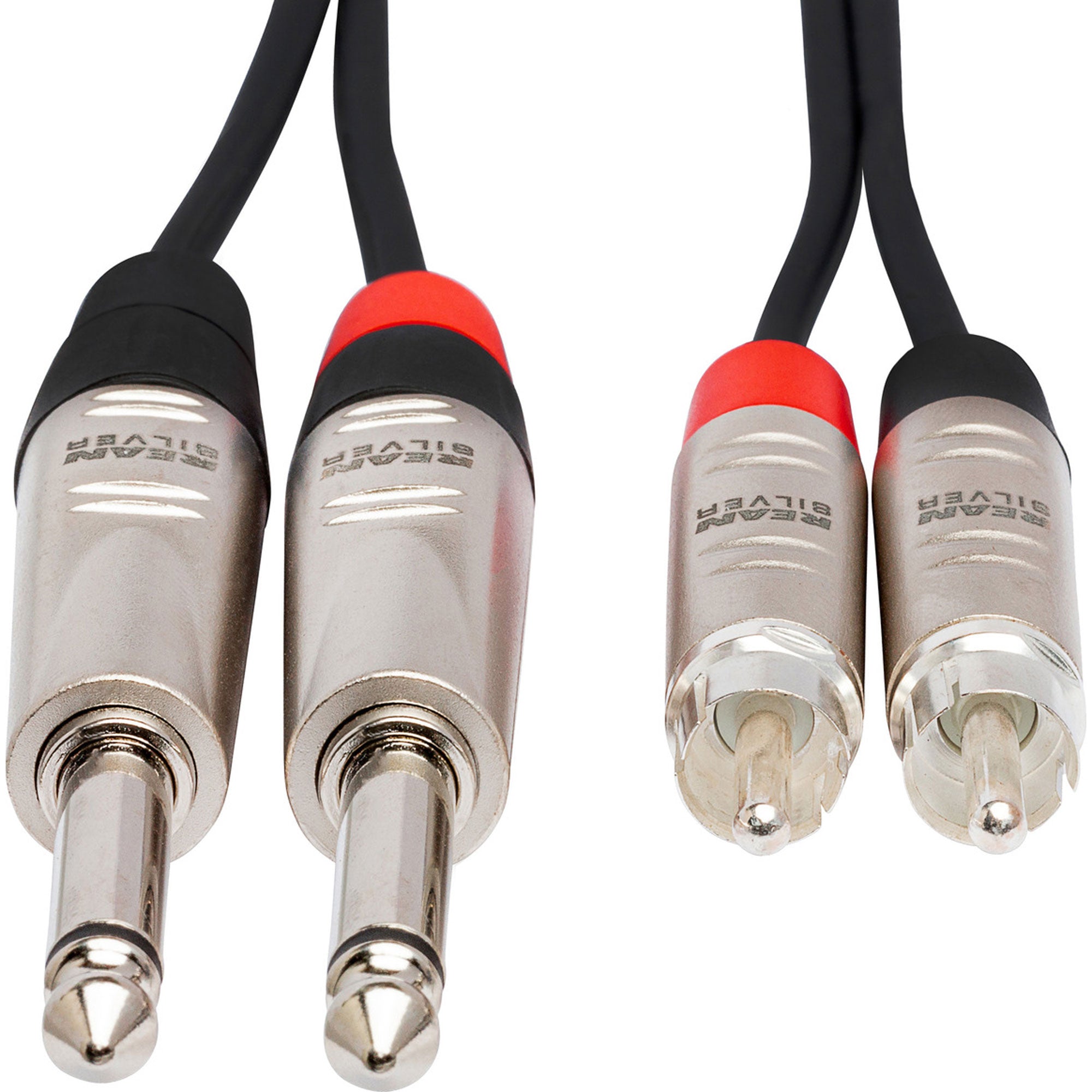 Hosa HPR-010X2 REAN Dual 1/4" TS to Dual RCA Pro Stereo Interconnect Cable (10')