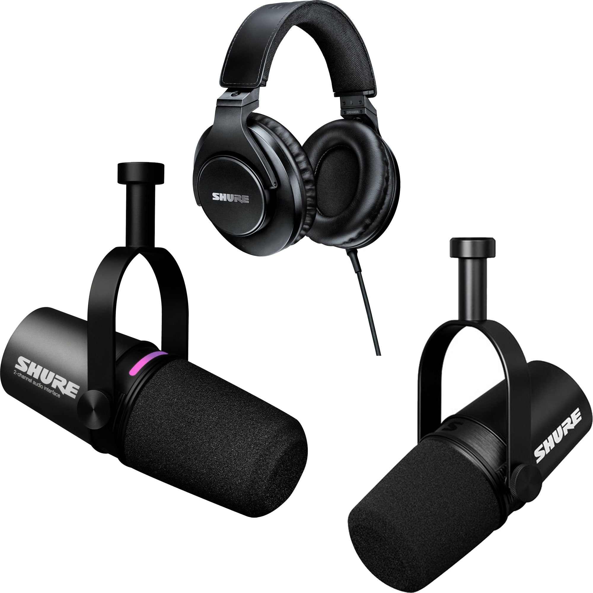 Shure MV7i + MV7X + SRH440A Start-A-Podcast Kit with Two Microphones and Headphones