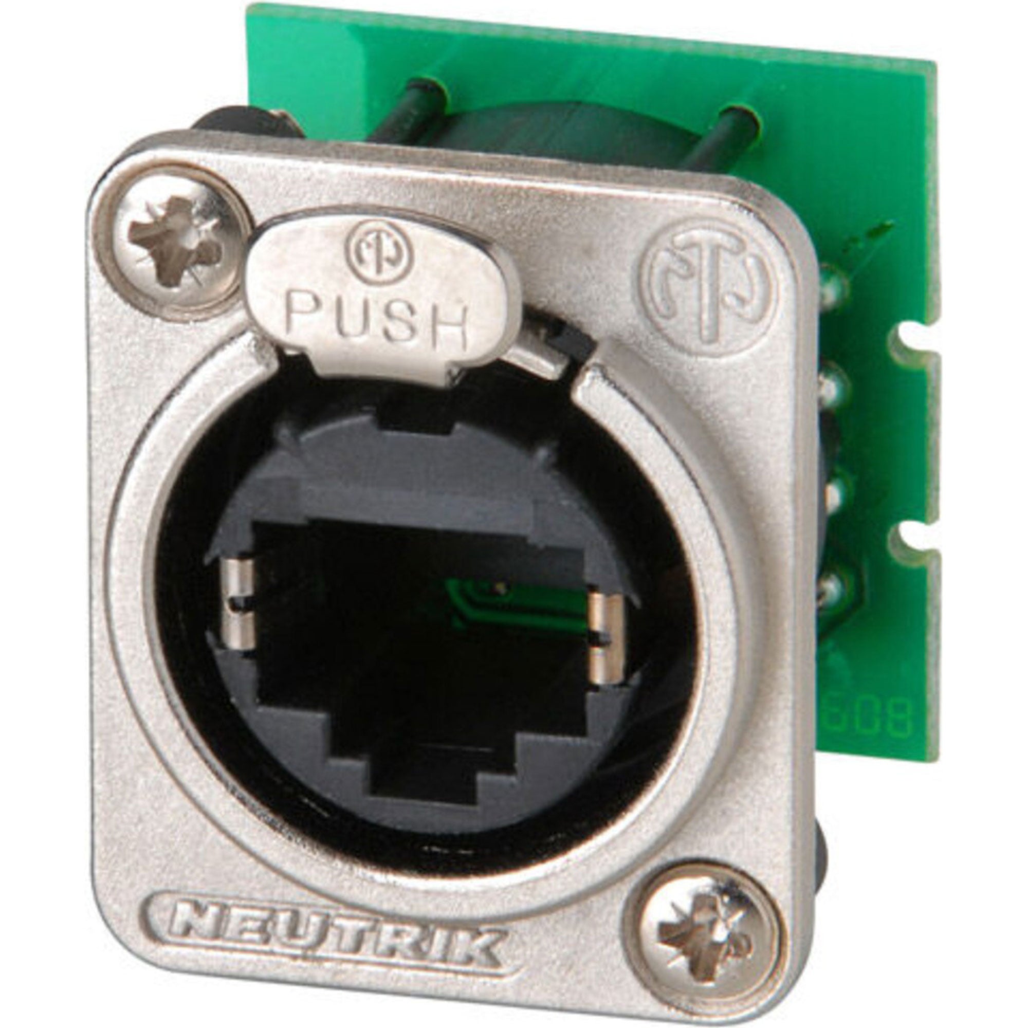 Neutrik NE8FDV-Y110 etherCON RJ45 CAT5e Panel Mount Receptacle with IDC 110 Punch Downs (Nickel)