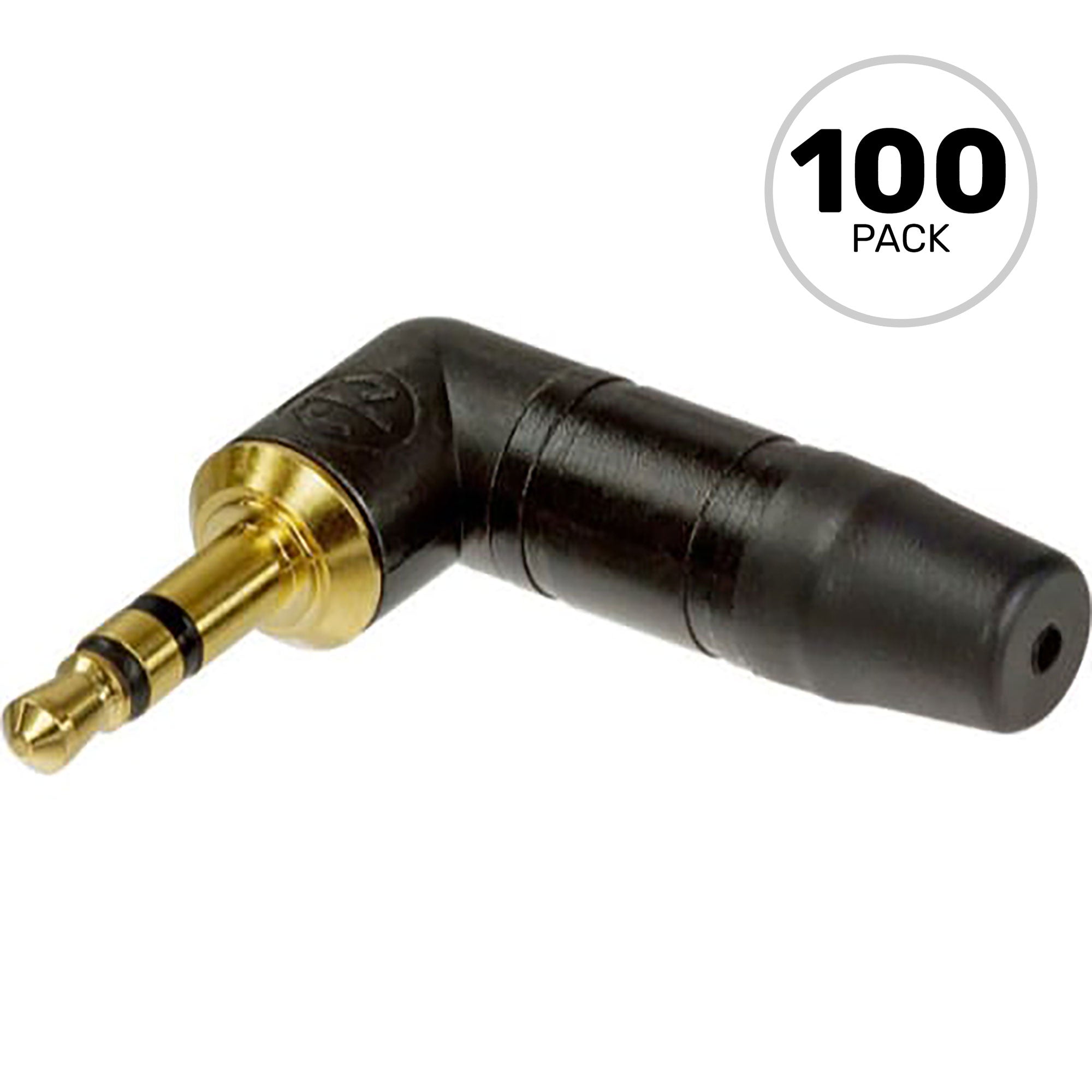 Neutrik NTP3RC-B Right-Angle 3.5mm Stereo Phone Plug (Black/Gold, Box of 100)