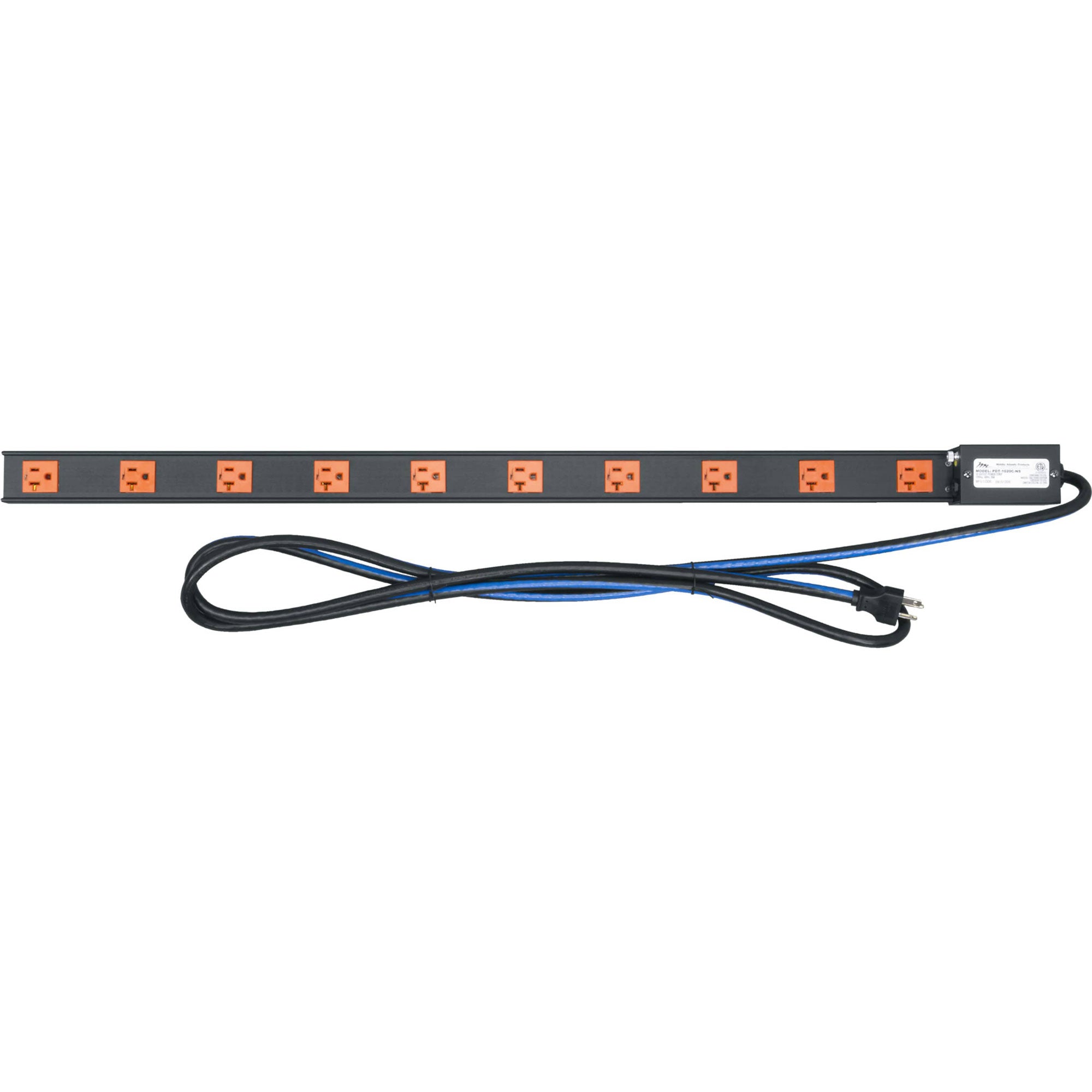 Middle Atlantic PDT-1020C-NS Thin Power Distribution Strip (10-Outlet, 20 Amp)