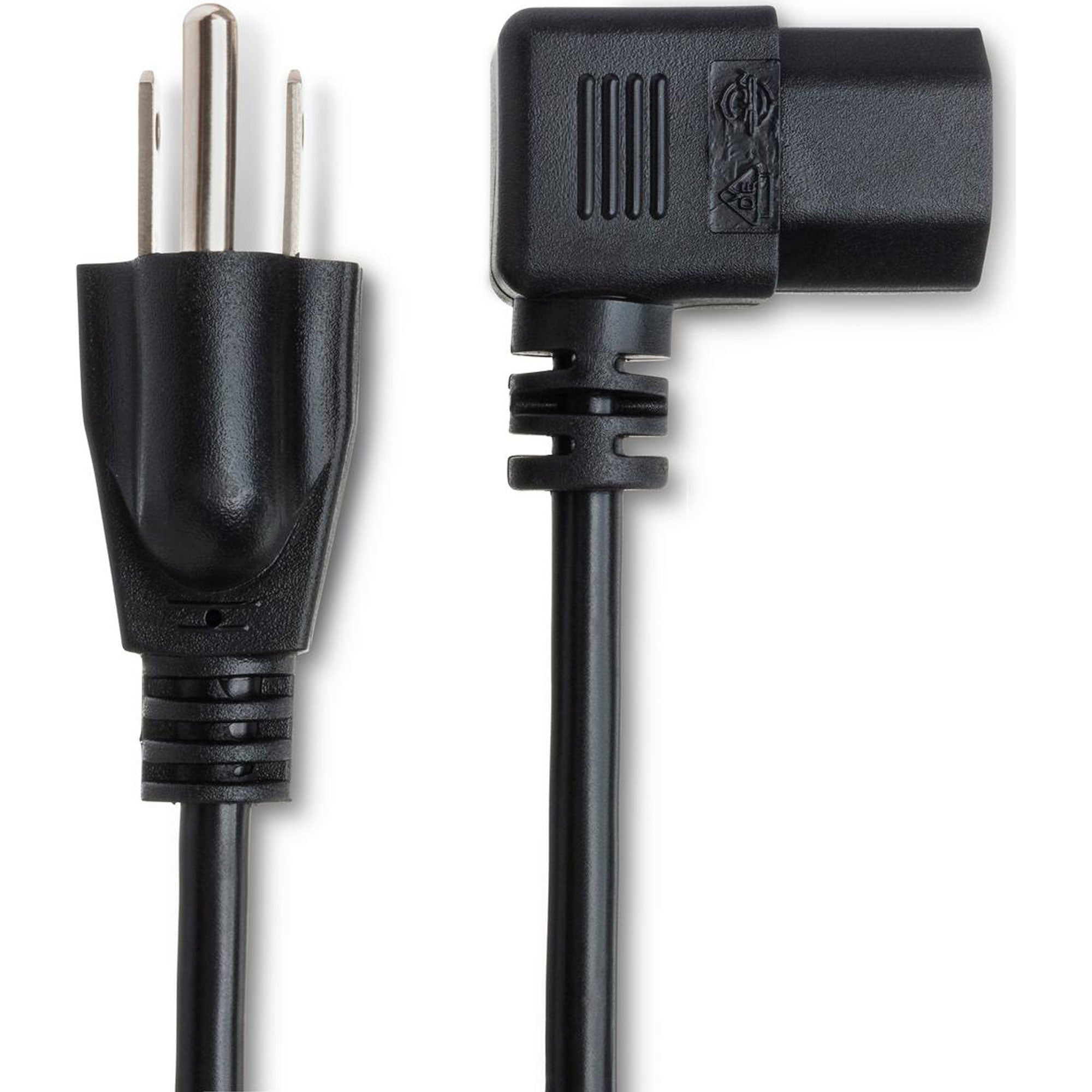 Hosa PWC-141R Power Cord 18 AWG, Right-Angle IEC C13 to NEMA 5-15P (1')