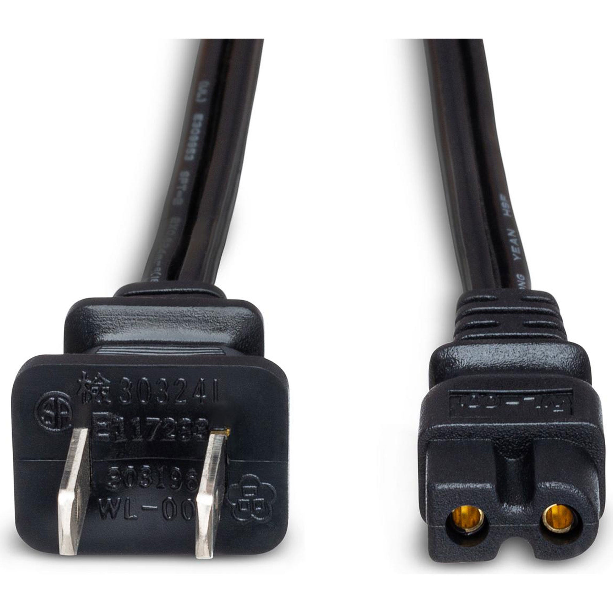 Hosa PWP-461 Power Cord IEC C7 polarized to NEMA 1-15P (8')