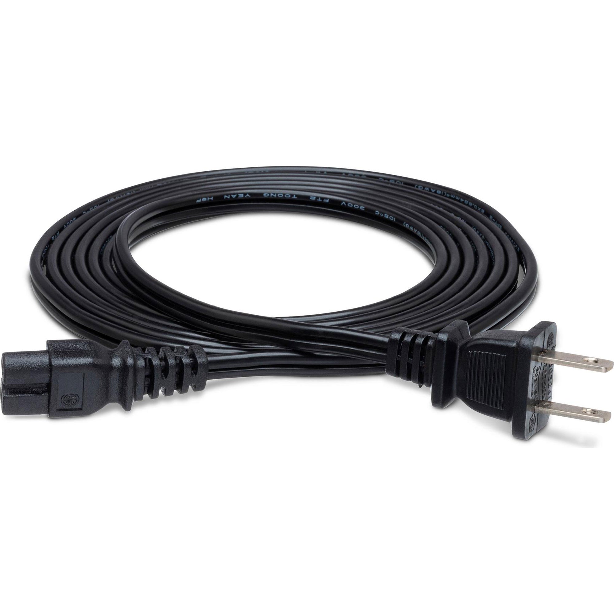 Hosa PWP-461 Power Cord IEC C7 polarized to NEMA 1-15P (8')