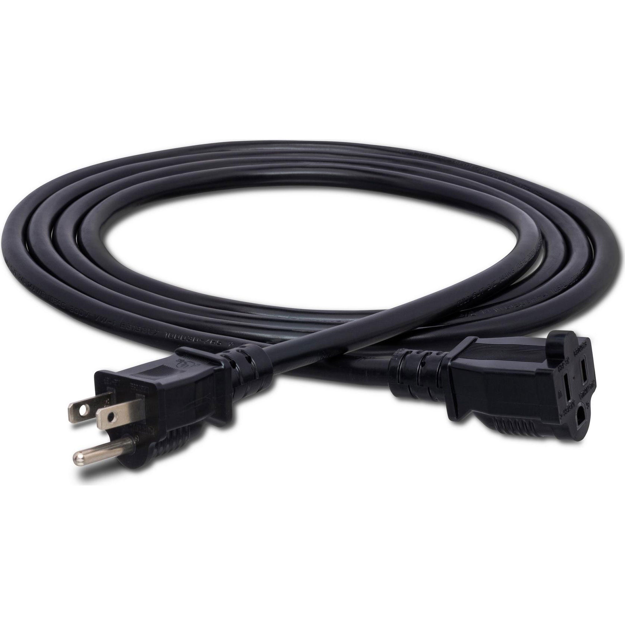 Hosa PWX-401.5 Power Extension Cord NEMA 5-15R to NEMA 5-15P, 14 AWG (1.5')