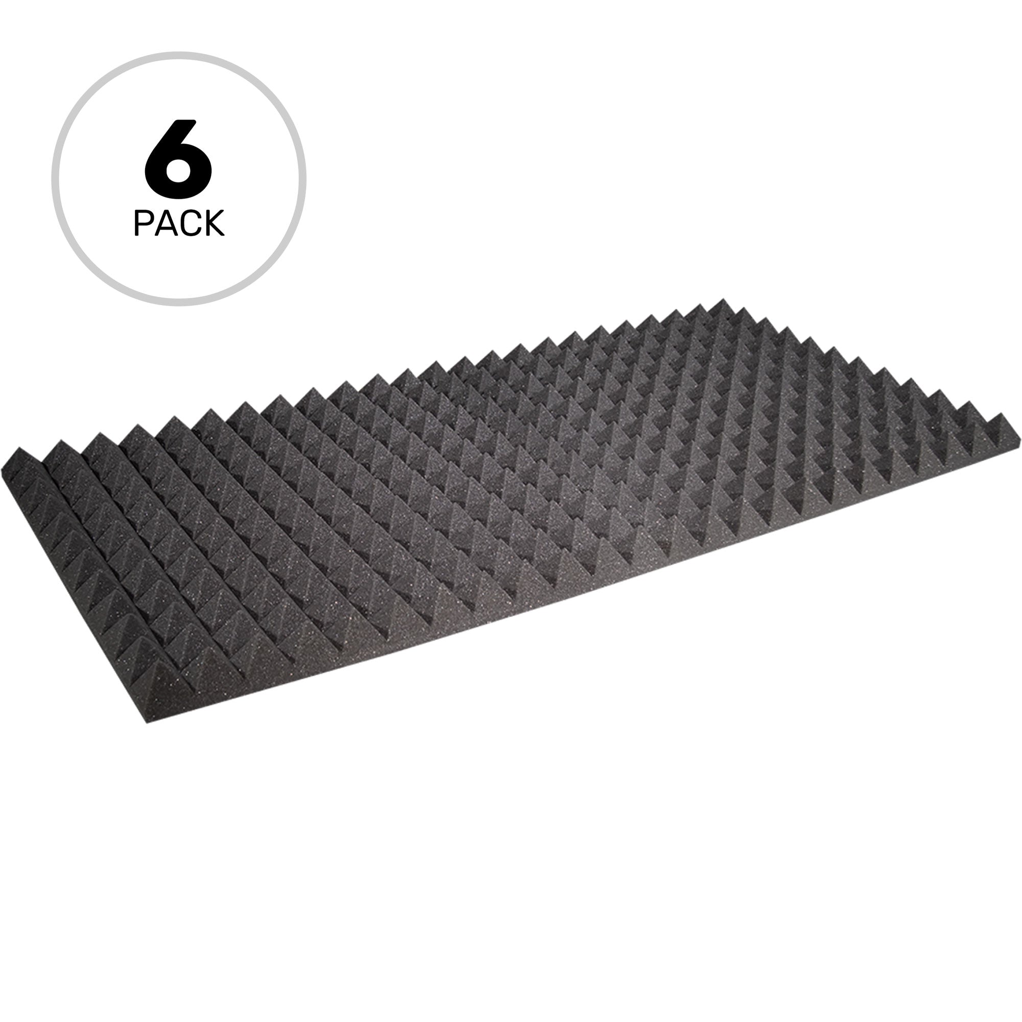 Performance Audio 24" x 48" x 2" Pyramid Acoustic Foam Panel (Charcoal, 6 Pack)