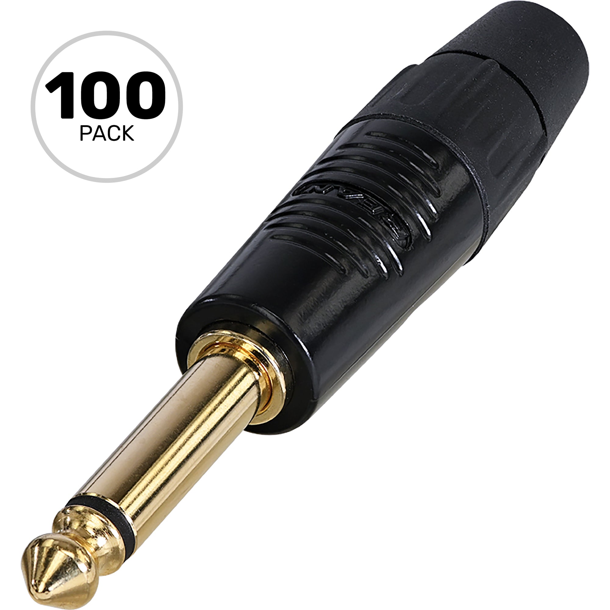 Neutrik Rean RP2C-B Finger Groove 1/4" TS Mono Plug (Black/Gold, Box of 100)