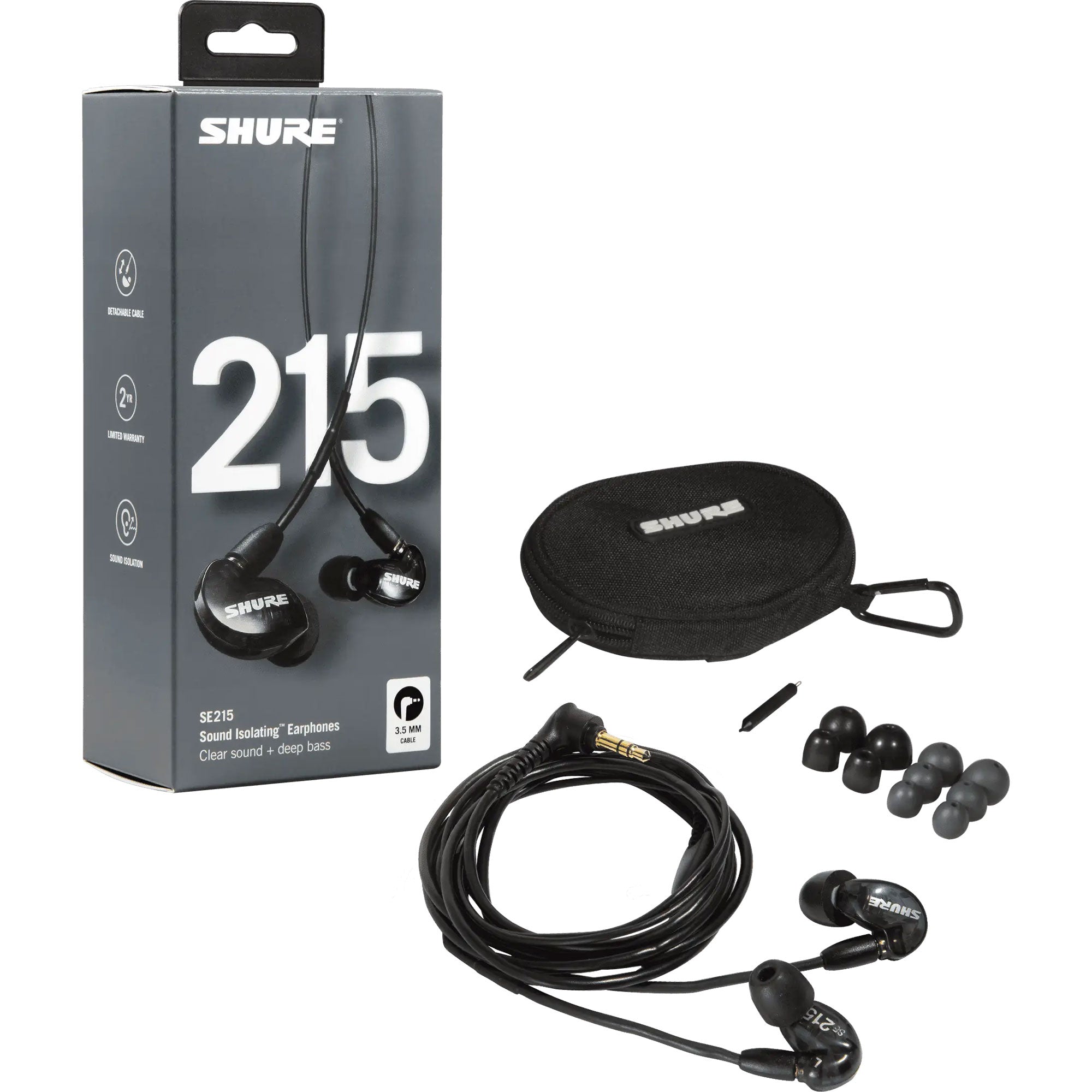 Shure SE215 Pro Professional Sound Isolating Earphones (Black)