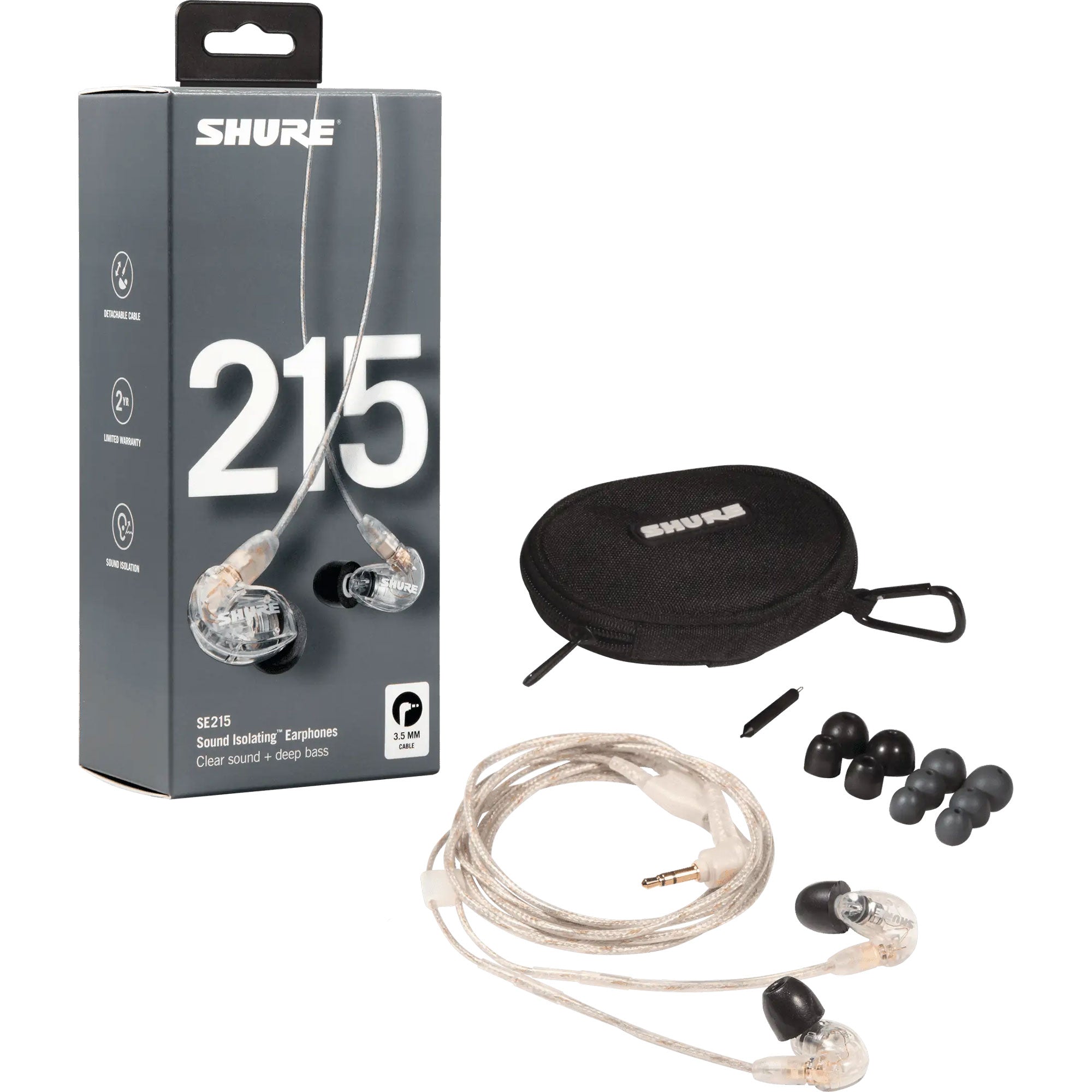 Shure SE215 Pro Professional Sound Isolating Earphones (Clear)