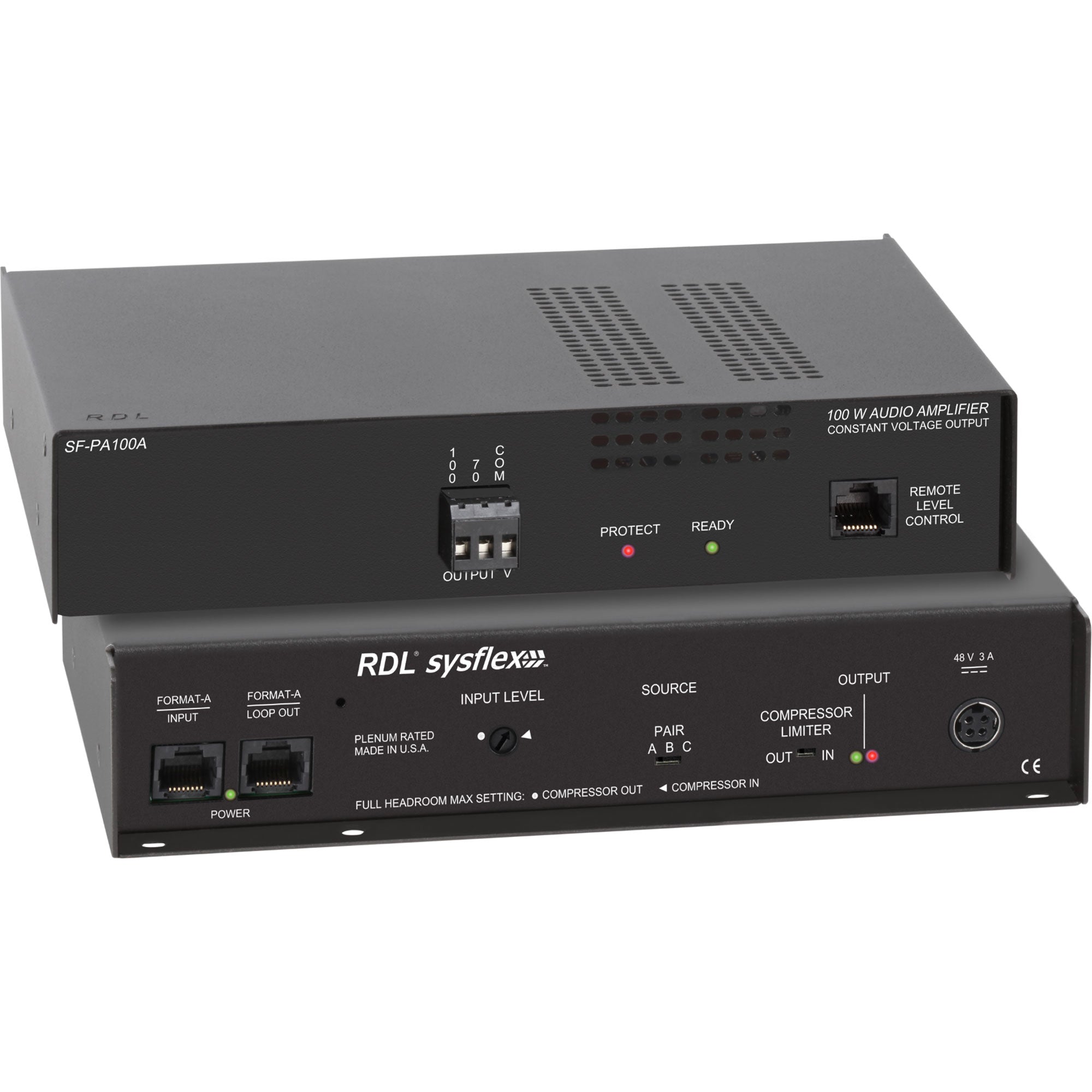 RDL SF-PA100A Format-A to 100 W Mono Audio Amplifier (70 V or 100 V)