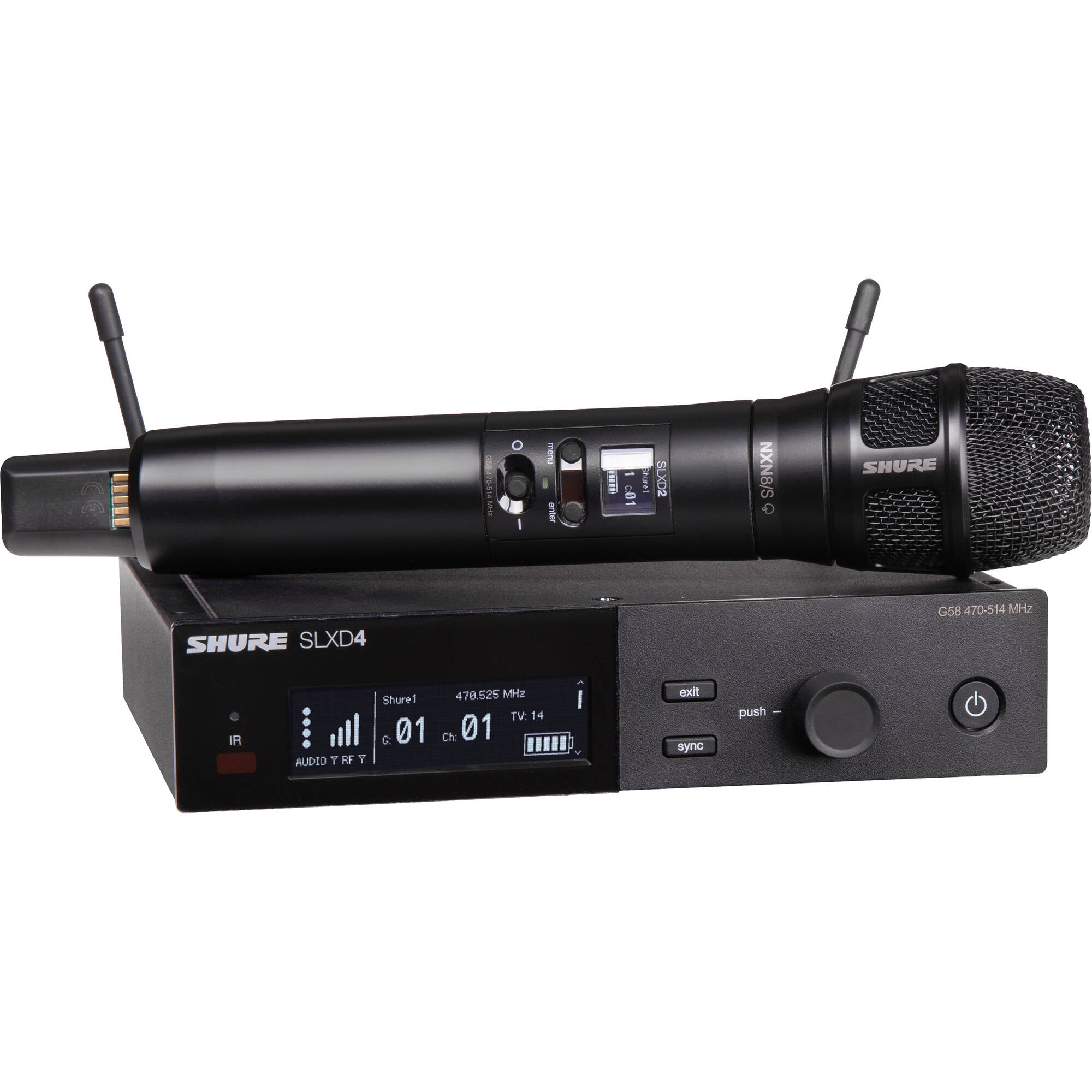 Shure SLXD24/N8SB Digital Wireless Nexadyne 8/S Handheld Microphone System (H55: 514-558 MHz)