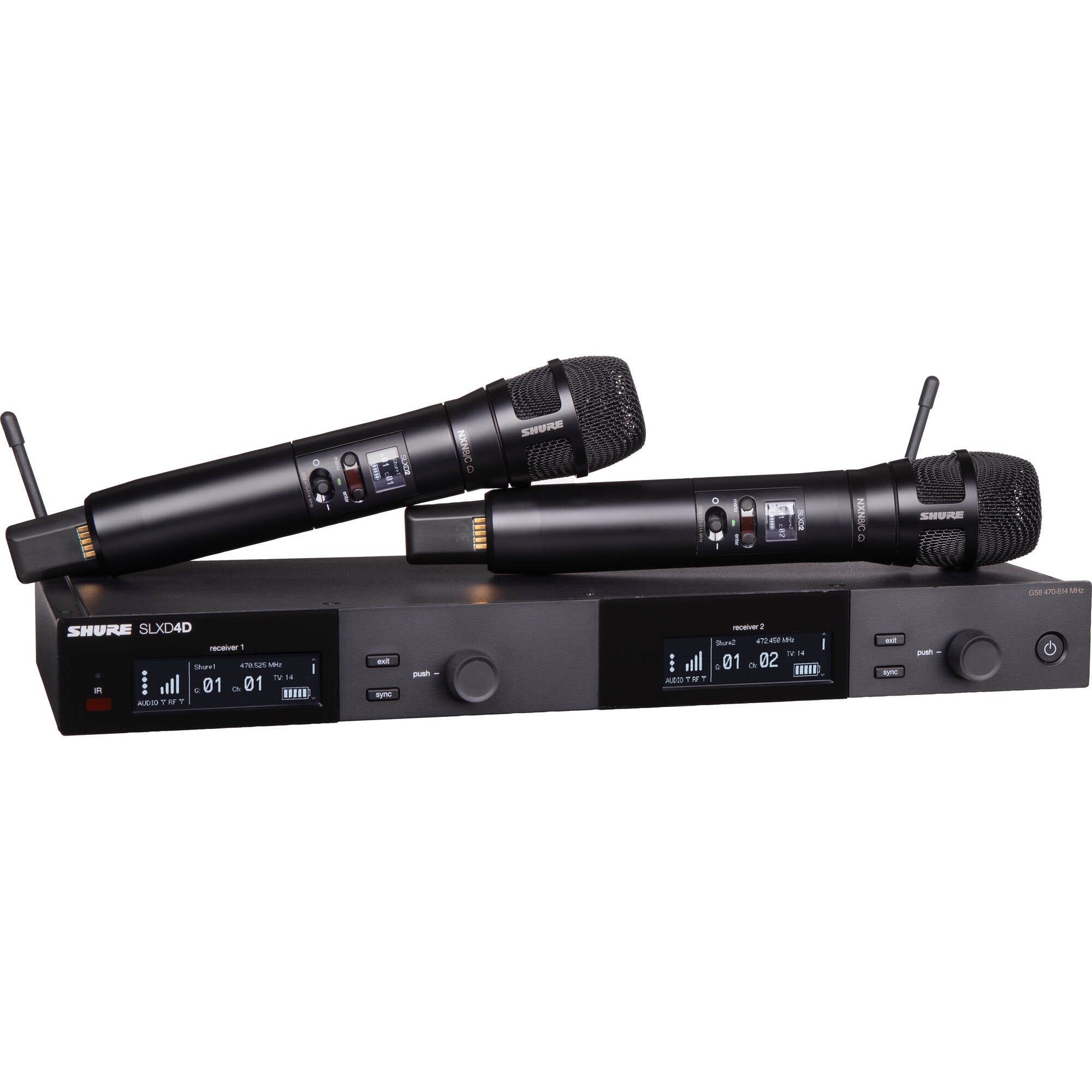 Shure SLXD24D/N8CB 2-Channel Digital Wireless Nexadyne 8/C Handheld Mic System (J52: 558-616 MHz)