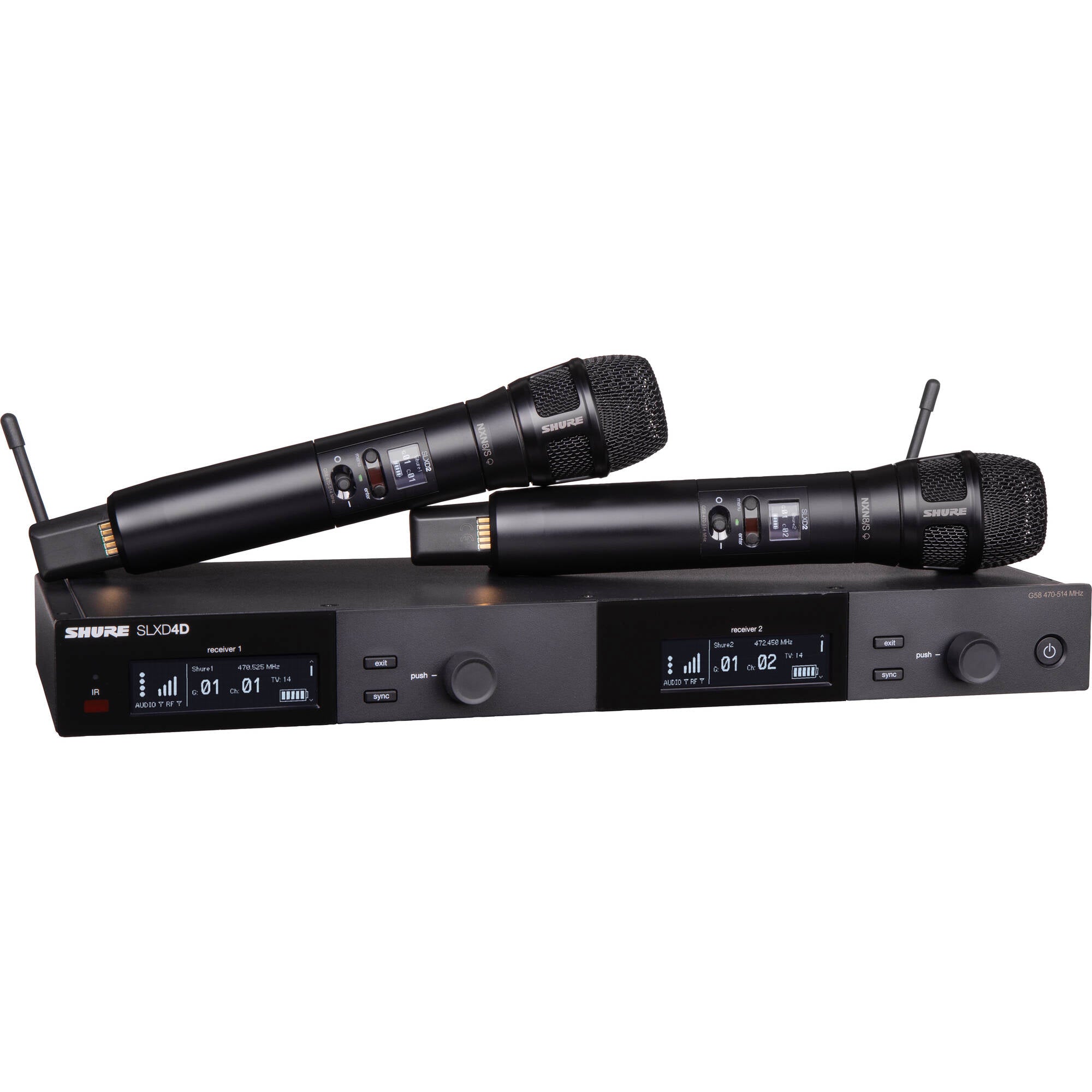 Shure SLXD24D/N8SB 2-Channel Digital Wireless Nexadyne 8/S Handheld Mic System (G58: 470-514 MHz)