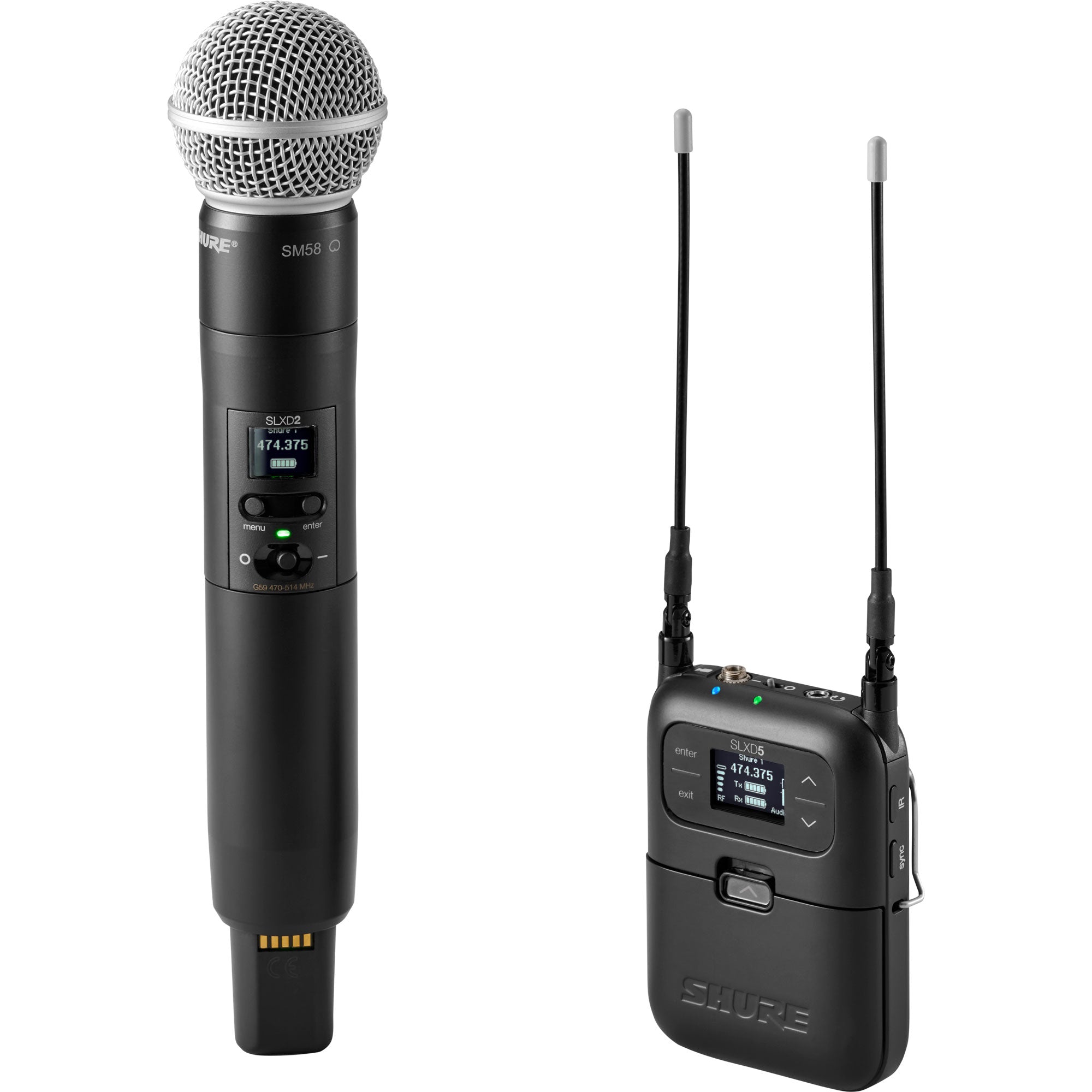 Shure SLXD25/SM58 Digital Camera-Mount Wireless SM58 Vocal Mic System (J52: 558-616 MHz)