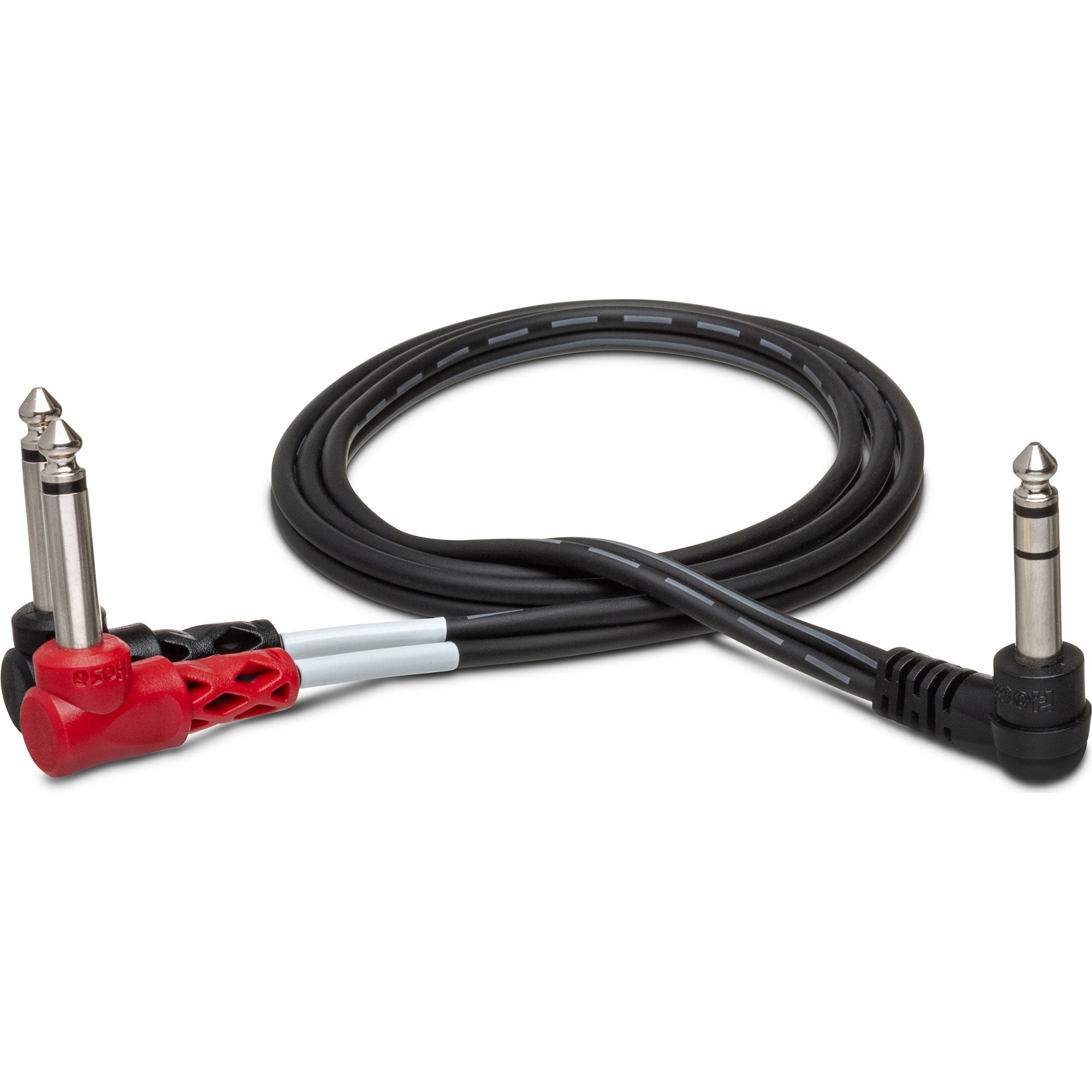 Hosa STP-201RR Right-Angle 1/4" TRS Male to Dual Right-Angle 1/4" TS Male Insert Cable (3.3')