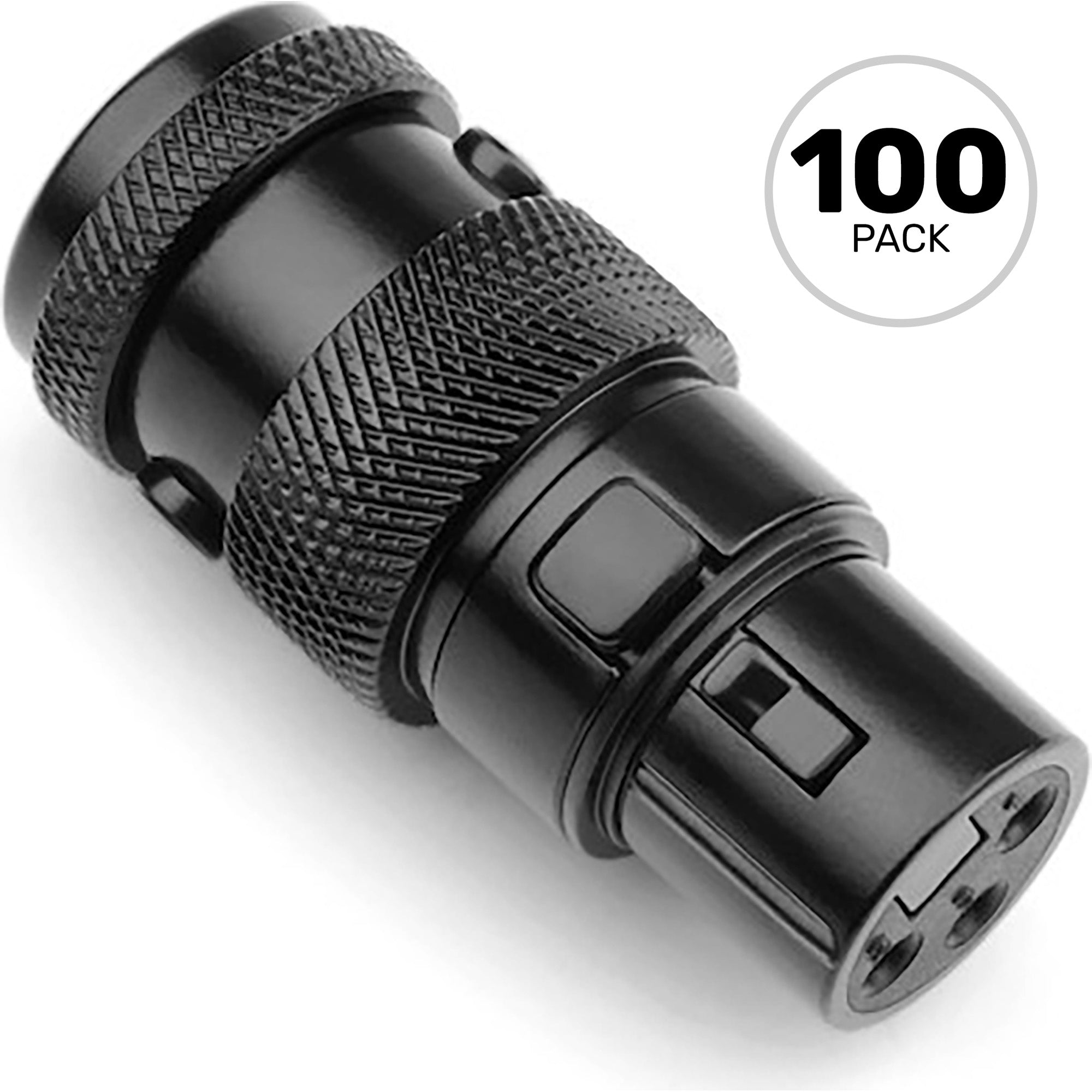 SquarePlug SPX-FBK Low-Profile Heavy-Duty All Metal 3-Pin Female XLR Connectors (Black, 100 Pack)