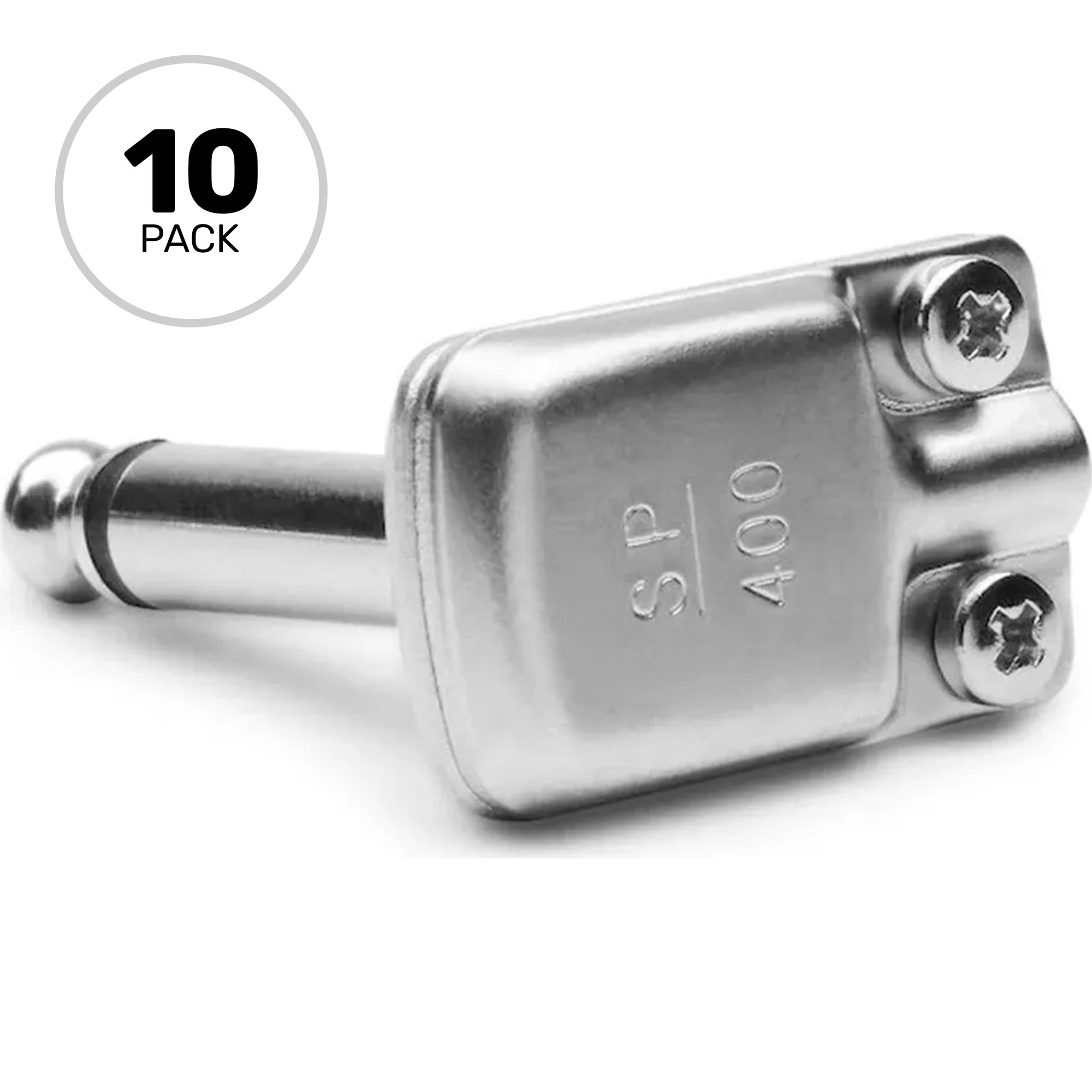 SquarePlug SP400 Compact Pancake Right-Angle 1/4" TS Mono Cable Plugs (Matte Nickel, 10 Pack)