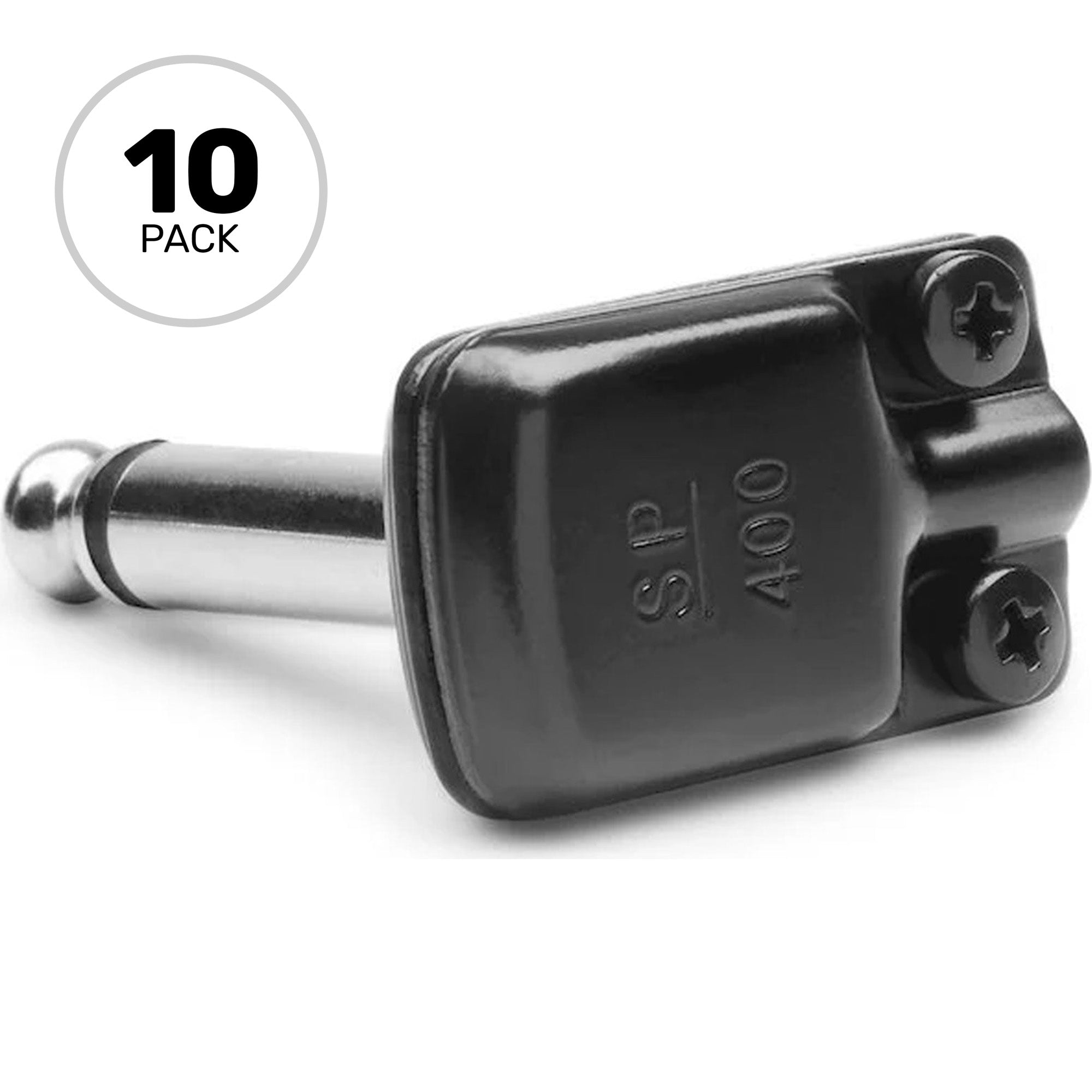 SquarePlug SP400BK Compact Pancake Right-Angle 1/4" TS Mono Cable Plugs (Black, 10 Pack)