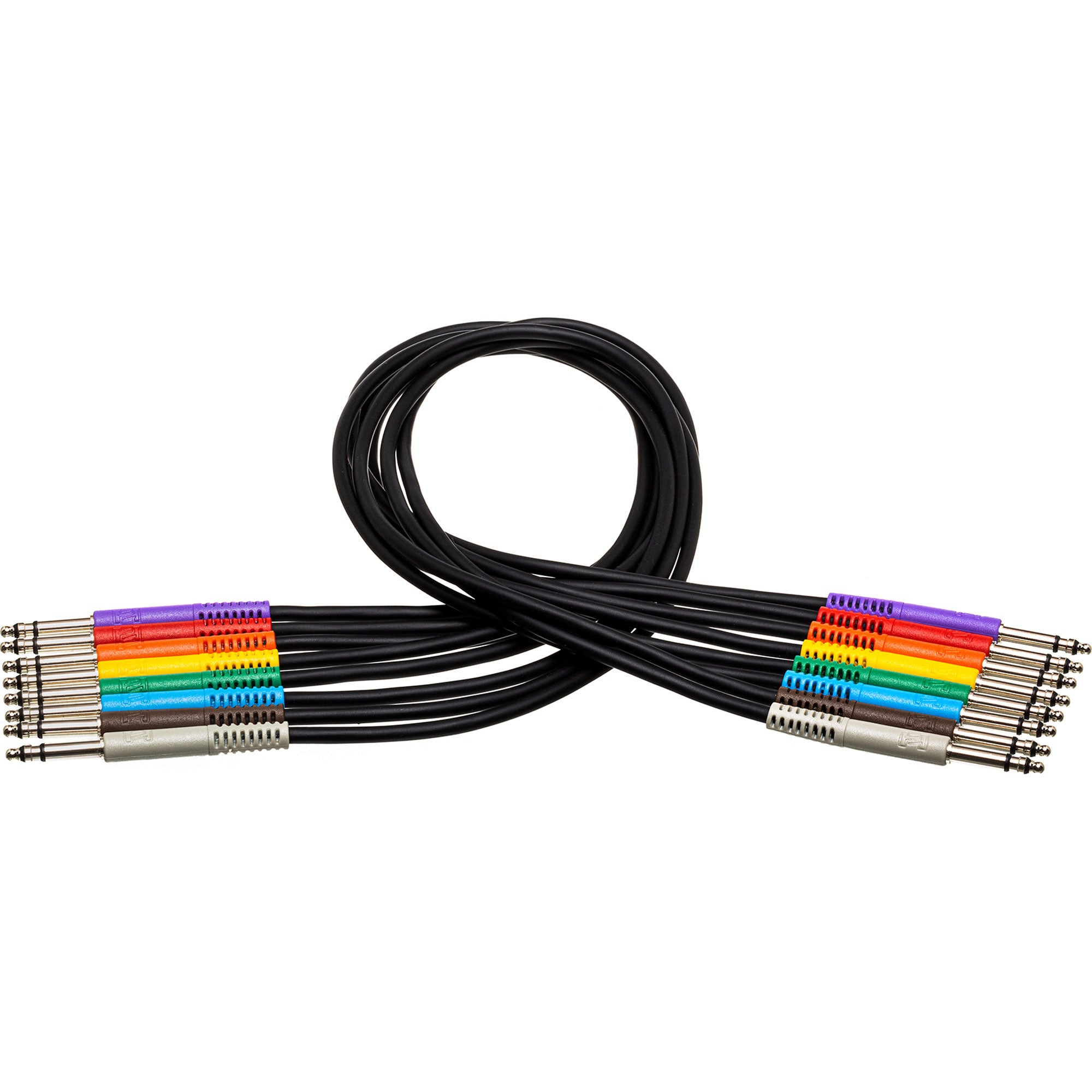 Hosa TTS-830 8-Pack of TT TRS Male Bantam to TT TRS Male Bantam Balanced Patch Cables (1')