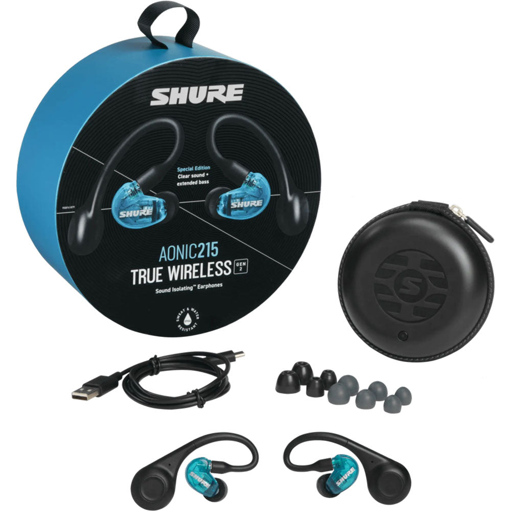 Shure AONIC 215 Gen 2 Bluetooth True Wireless In-Ear Headphones (Blue)