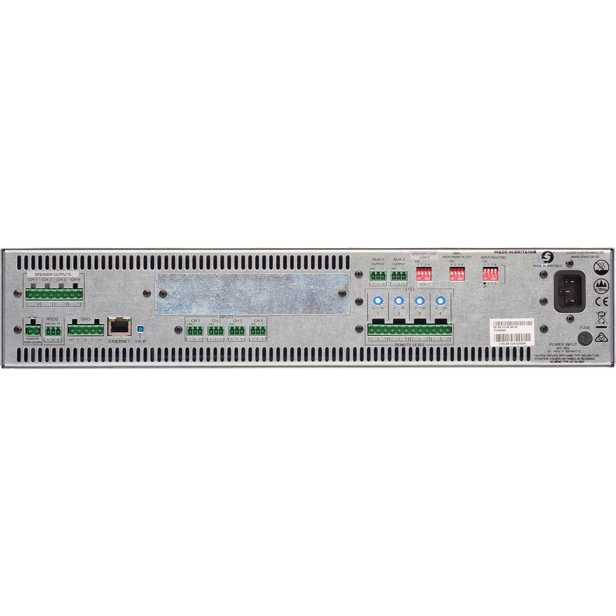 Cloud CVA4250 4 Channel 250w Per Output Channel Digital DSP Amplifier