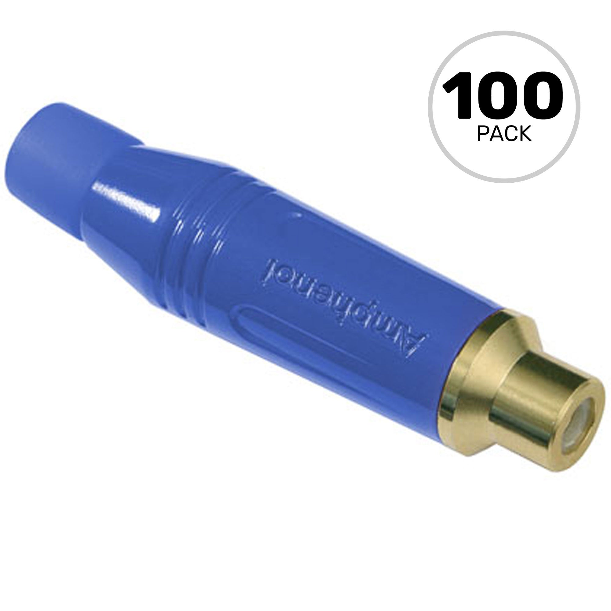 Amphenol ACJR-BLU Gold Plated Female RCA Phono Cable Mount Connector (Blue, Box of 100)