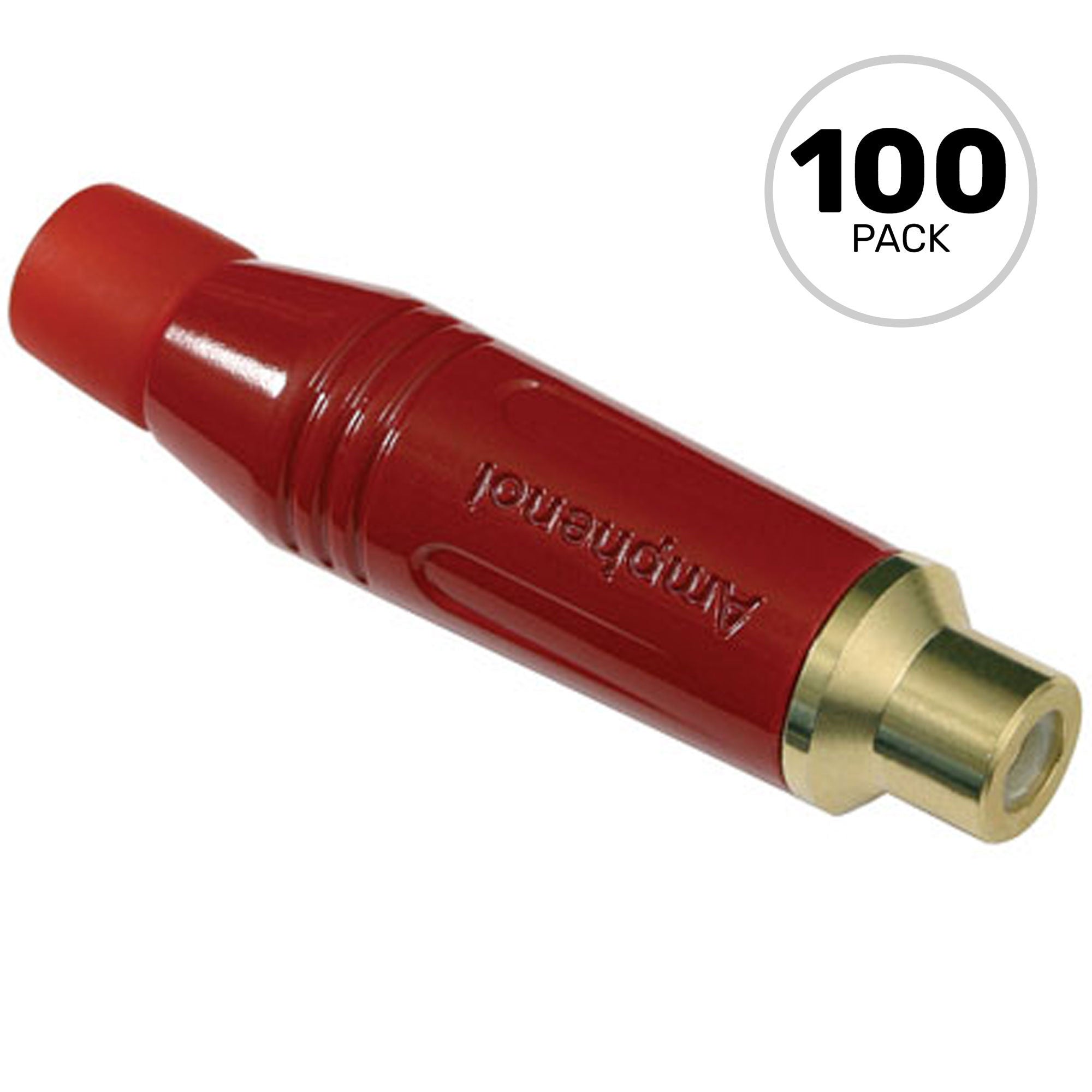 Amphenol ACJR-RED Gold Plated Female RCA Phono Cable Mount Connector (Red, Box of 100)