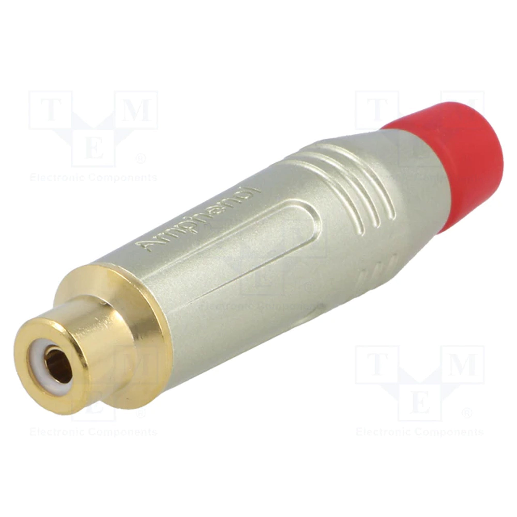 Amphenol ACJR-SRD Gold Plated Female RCA Phono Cable Mount Connector (Nickel/Red, 50 Pack)