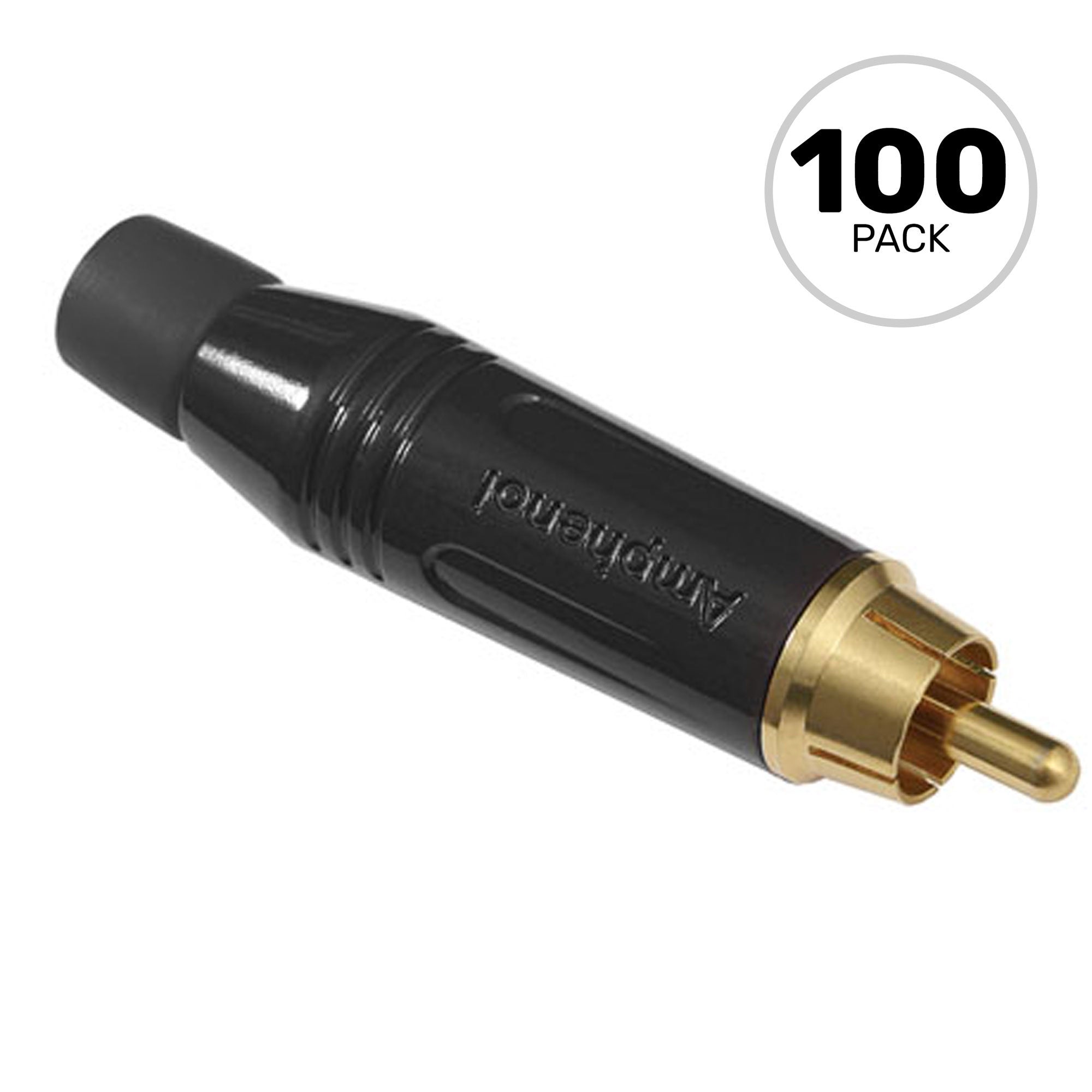 Amphenol ACPR-BLK Gold Plated Male RCA Phono Cable Mount Connector (Black, Box of 100)